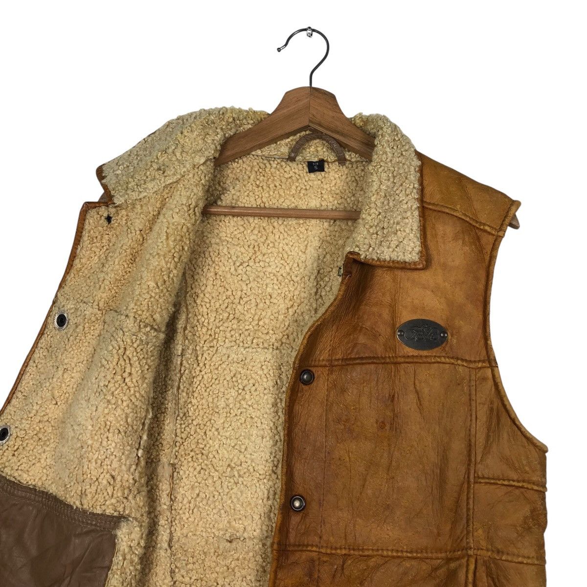 📌Vintage Tank Top Leather Shearling Aotea New Zealand