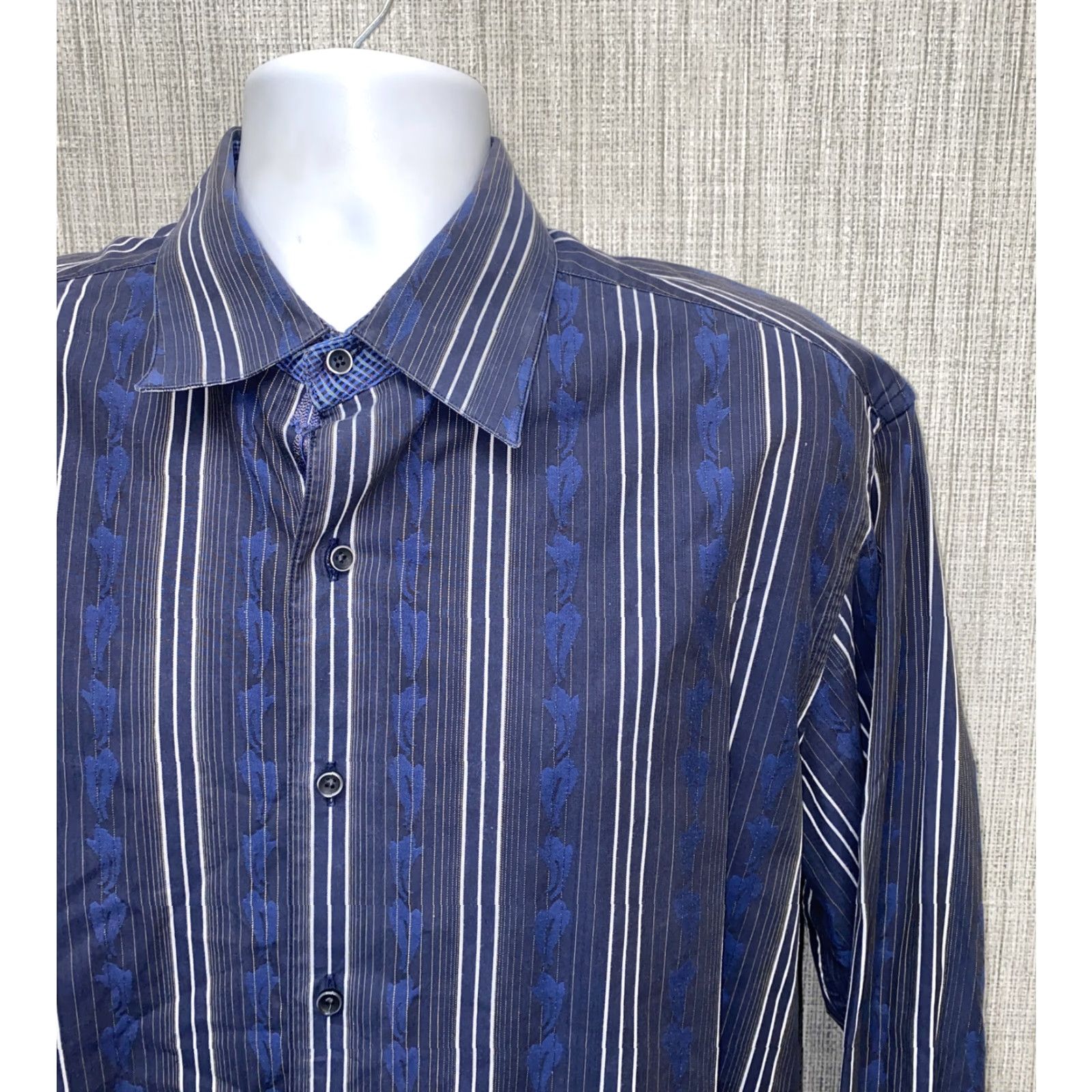 Robert Graham Robert Graham Shirt Mens Blue Striped Long Sleeve Button-Up Size XL Flip Cuff Size US XL / EU 56 / 4 - 2 Thumbnail