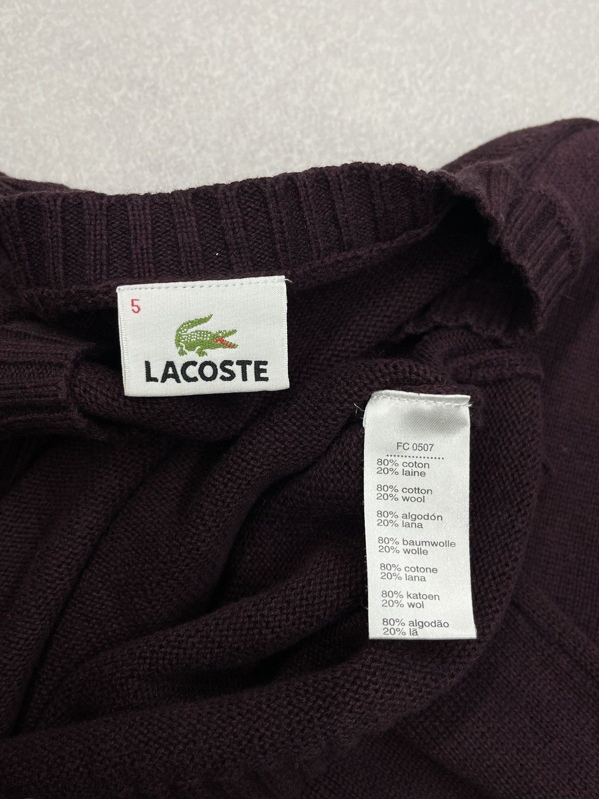 Lacoste Vintage Lacoste Sweater Burgundy Y2K Size US M / EU 48-50 / 2 - 6 Thumbnail