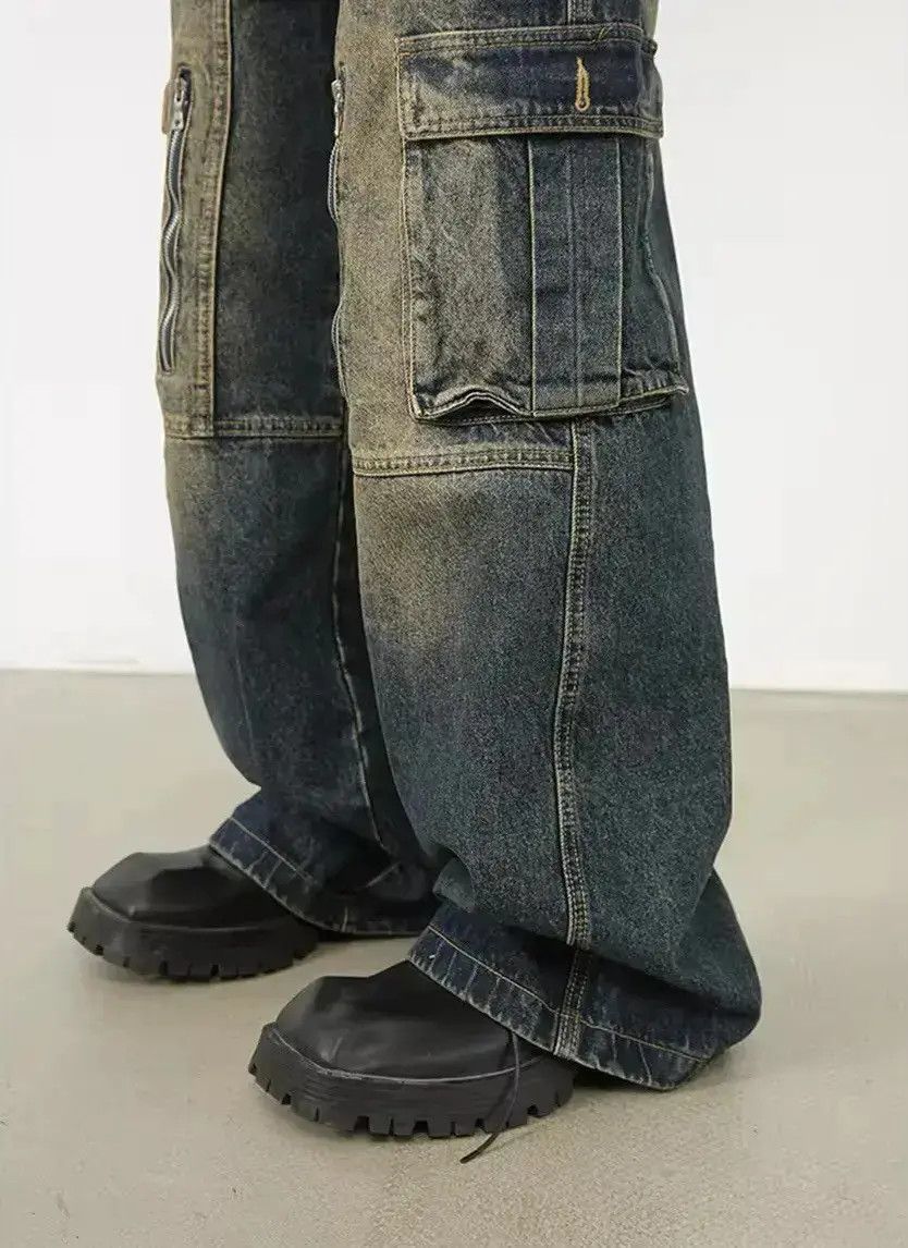 Japanese Brand Washed Retro Rusty Fade Light Cargo Pants Jeans y2k Size US 32 / EU 48 - 3 Thumbnail