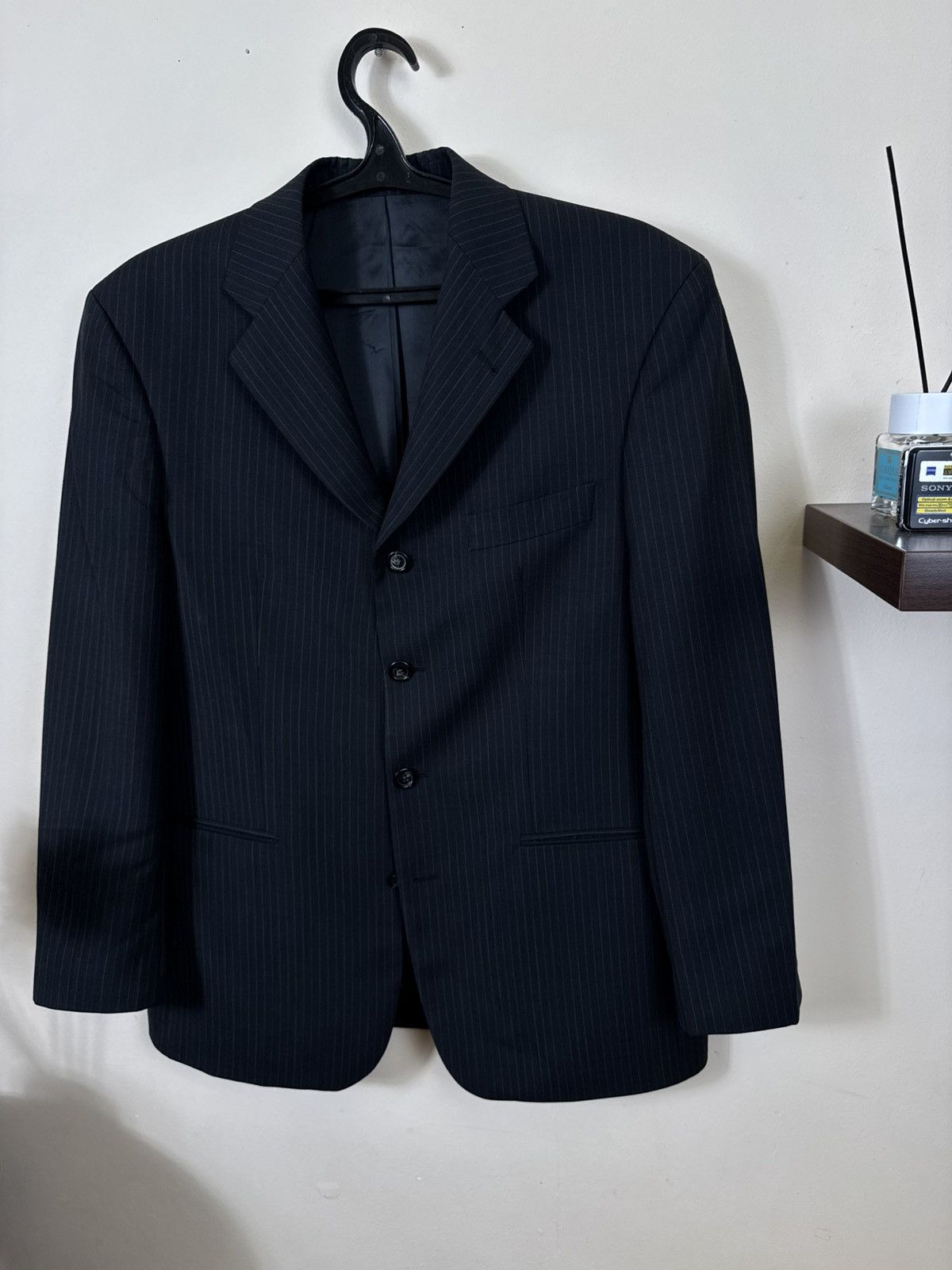 Yves Saint Laurent Vintage Yves Saint Laurent Blazer YSL Black Striped L Jacket Size 50R - 24 Thumbnail