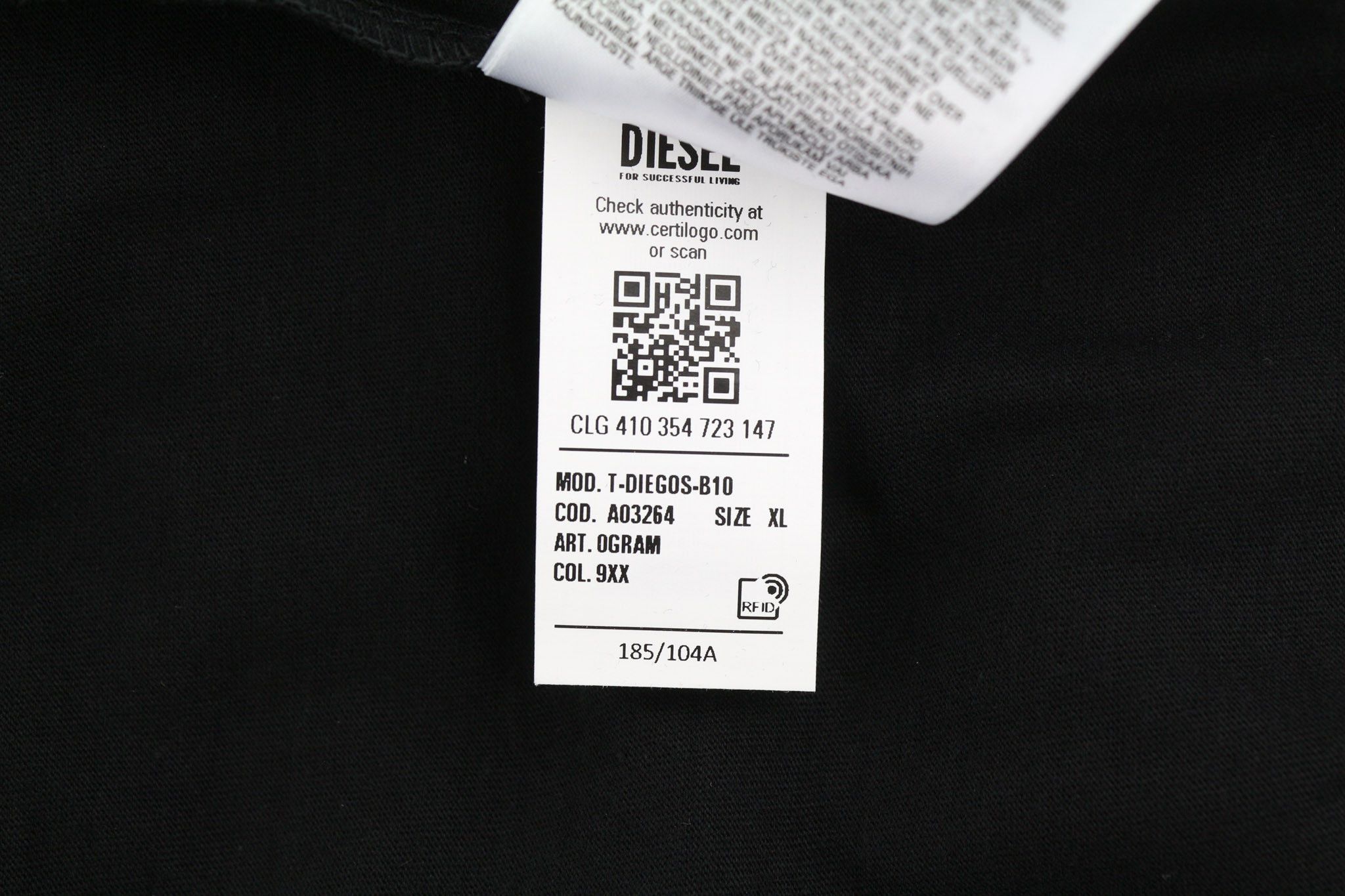 Diesel T-DIEGOS-B10 XL Black Short Sleeve Logo Tricot 40339 Size US XL / EU 56 / 4 - 9 Thumbnail