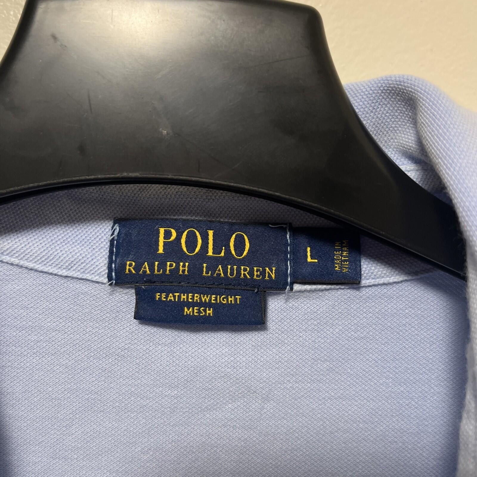 Polo Ralph Lauren LG MENS POLO LIGHT BLUE CUSTOM FIT FEATHERWEIGHT KNIT Size US L / EU 52-54 / 3 - 2 Thumbnail