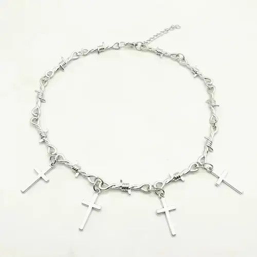 VIBE Barbed Wire Cross Charm Pendant Jewelry Necklace Size ONE SIZE - 3 Thumbnail