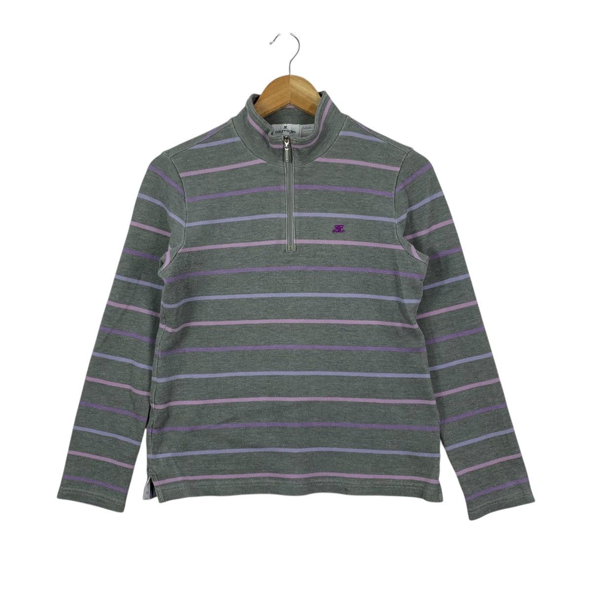 Courreges COURREGES SPORT FUTUR Paris Stripes Half Zipper Shirt Size S / US 4 / IT 40 - 1 Thumbnail