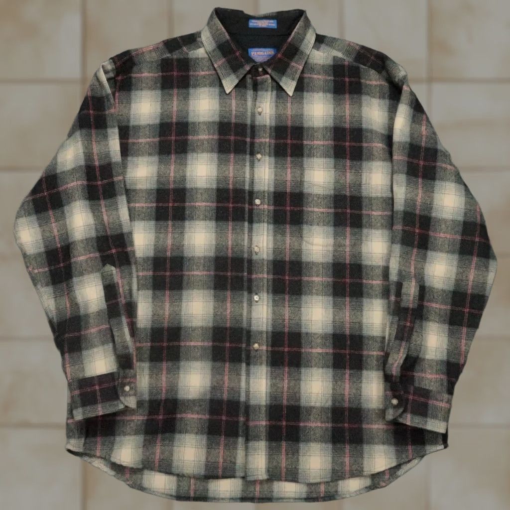 Pendleton VINTAGE Pendleton Shirt Mens XL Brown Plaid Wool Flannel Long Sleeve Button Up Size US XL / EU 56 / 4 - 1 Thumbnail