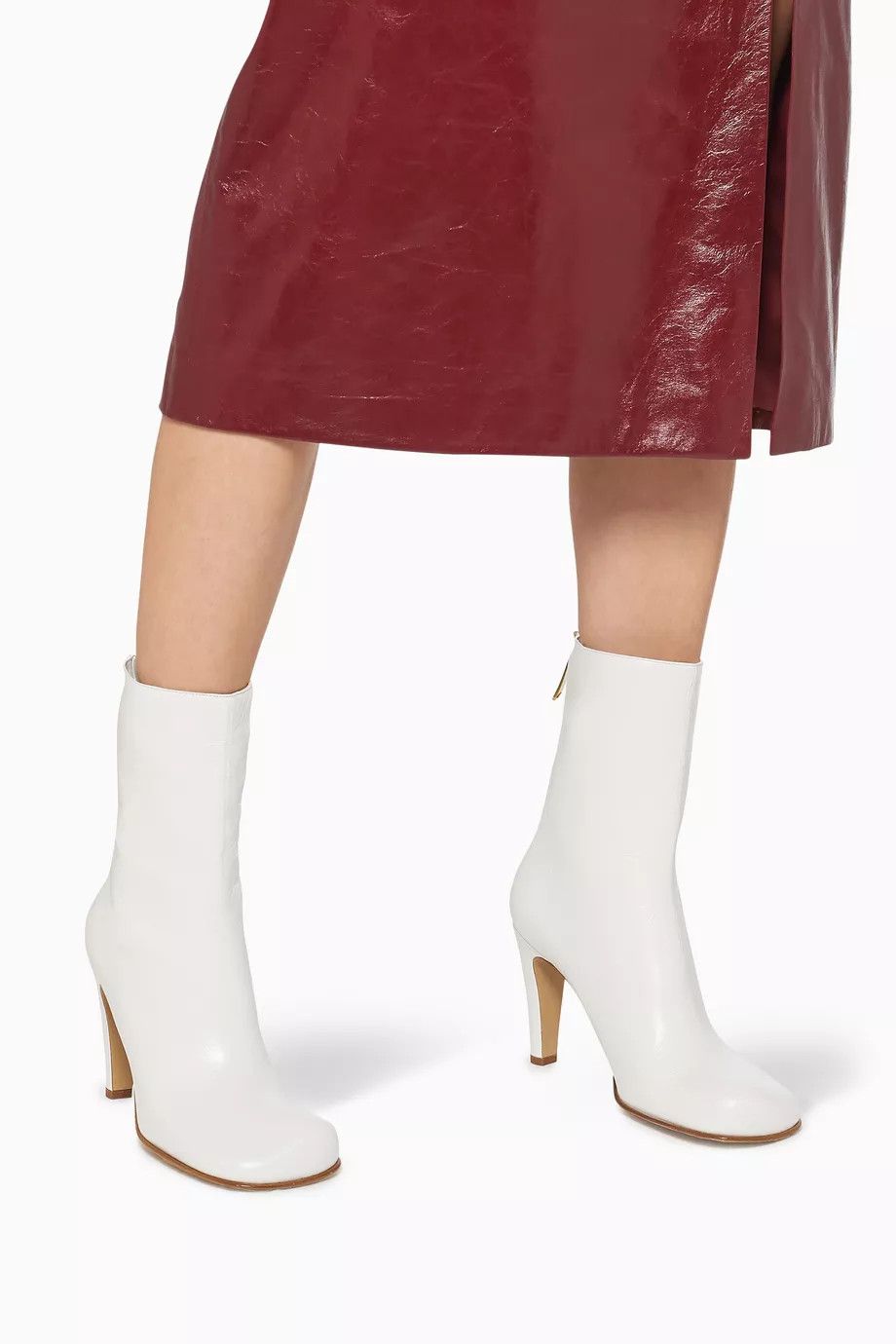 Bottega Veneta o1y0725 Leather Ankle Boots in White Size US 6 / IT 36 - 6 Thumbnail