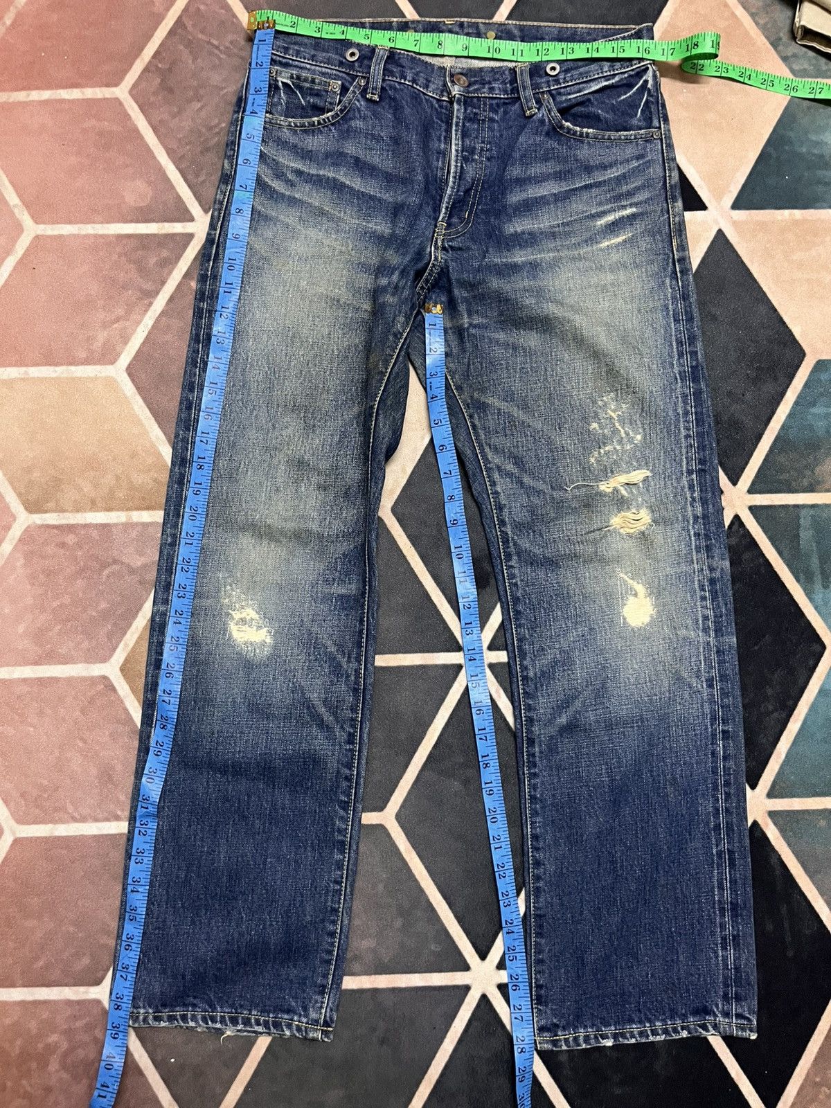 Japanese Brand journal standard distressed selvedge vintage big e style Size US 32 / EU 48 - 15 Thumbnail