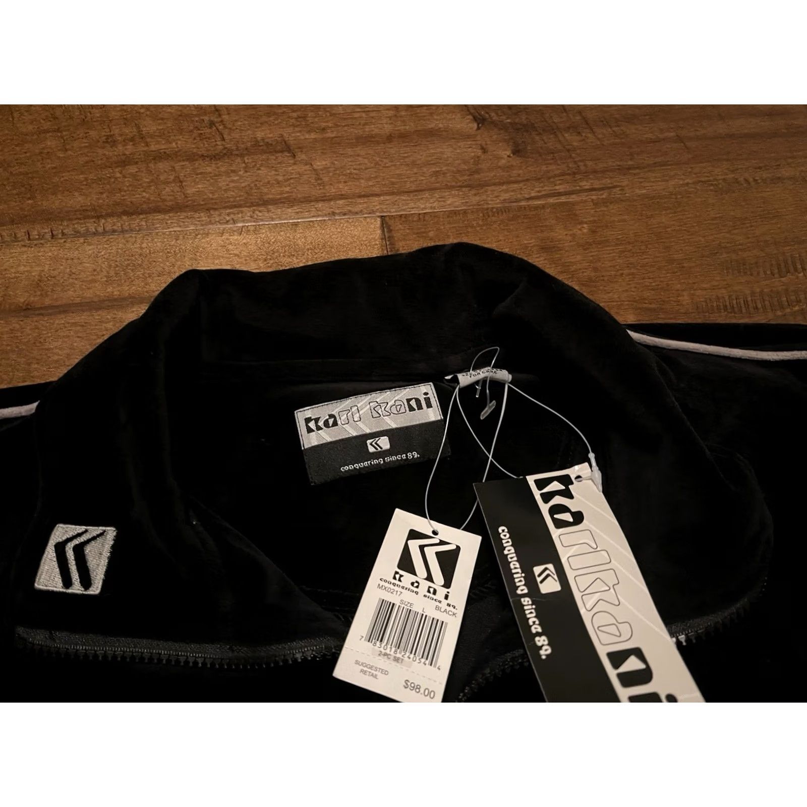 Karl Kani VINTAGE Karl Kani Black Velour Full Zip Track Jacket - Men's Large Jacket Featured Track MX0217 Mens Size US L / EU 52-54 / 3 - 3 Thumbnail