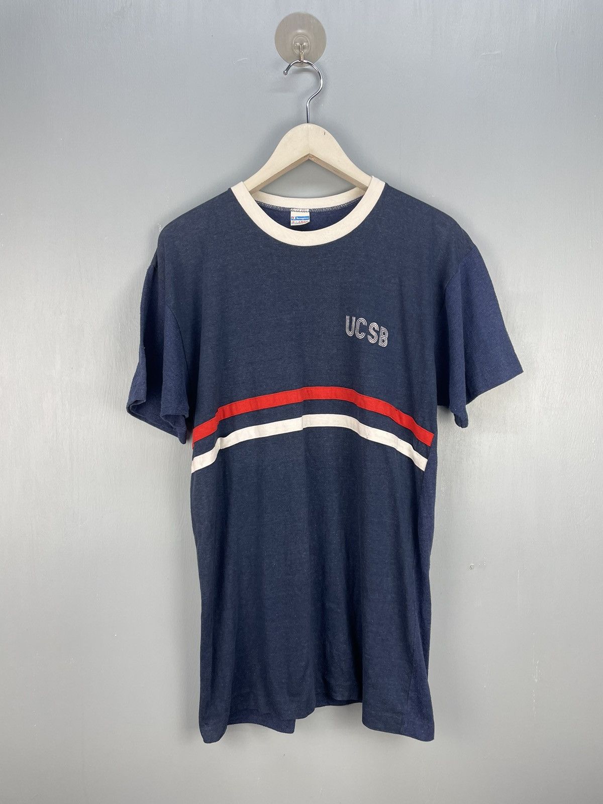 Champion Vintage 70s UCSB champion blue bar t shirt Size US XL / EU 56 / 4 - 1 Thumbnail