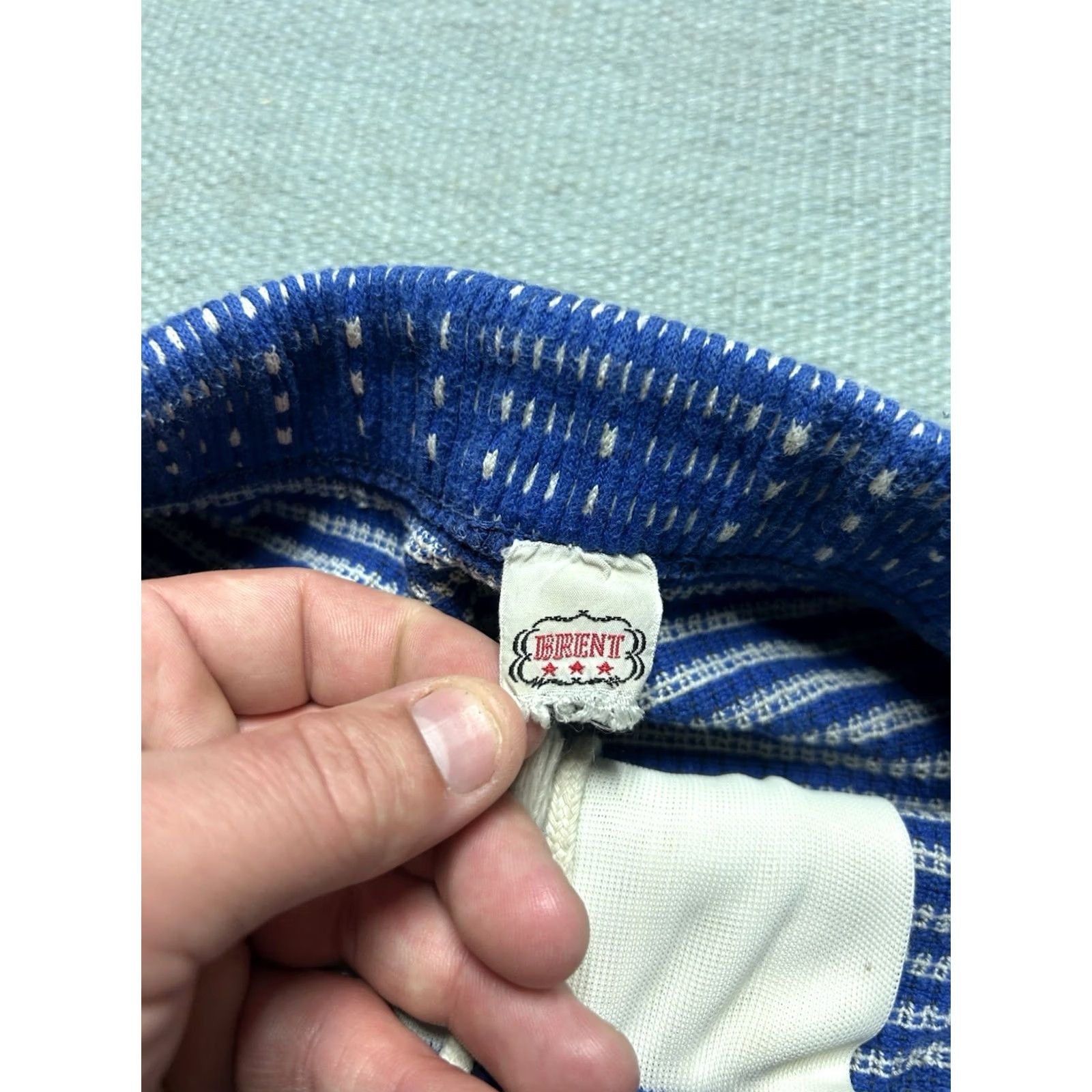 Vintage VINTAGE Brent Men's Swim Bottom Brief Trunks M High Waisted Blue White Cotton 1950s Boys? Size US 31 - 4 Thumbnail