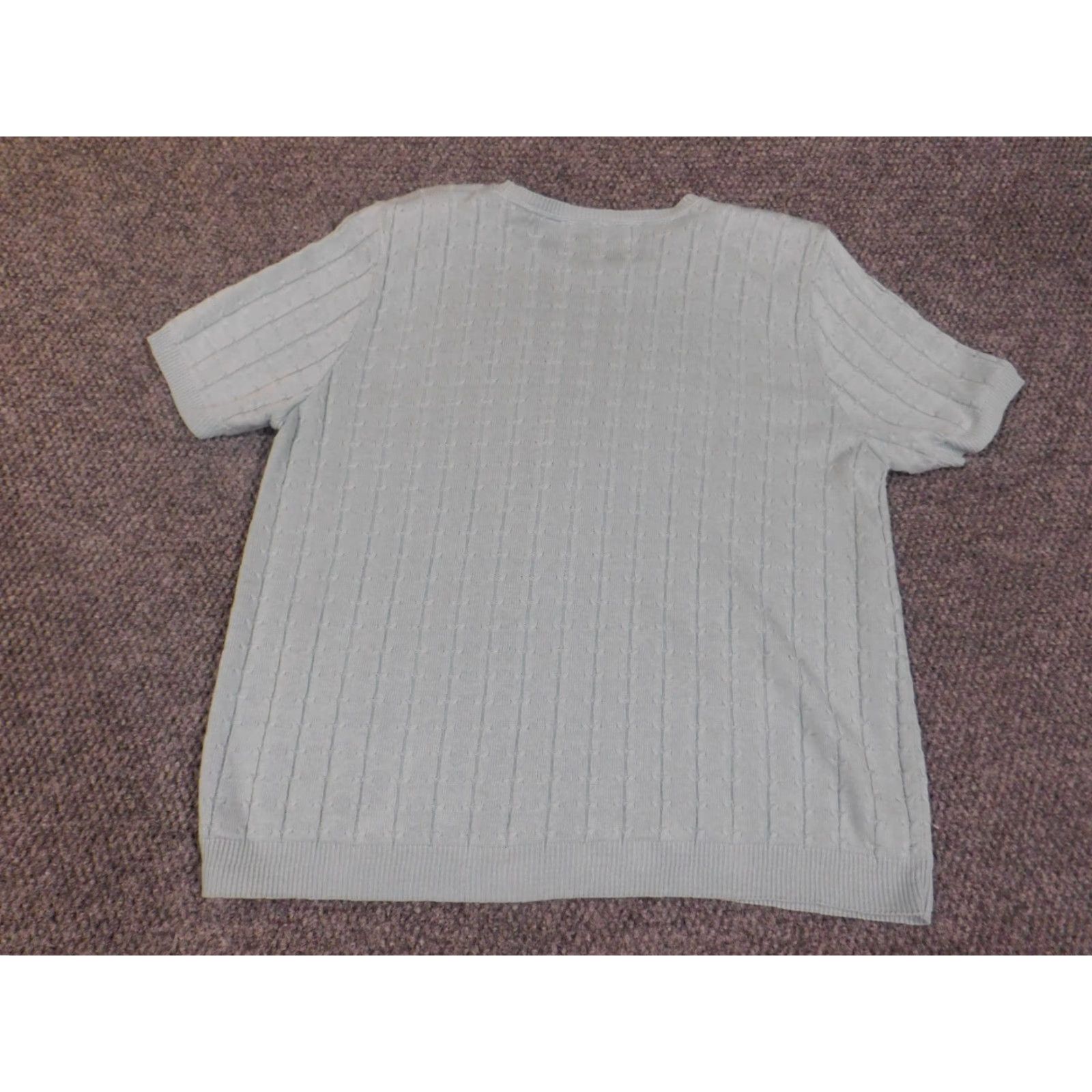 Vintage Alfred Dunner Womens Sweater L Blue Pullover Stretch Knit Shoulder Pads Cap Sleeve Crew Neck Casual Knit Pattern Solid Modern American Size L / US 10 / IT 46 - 7 Thumbnail