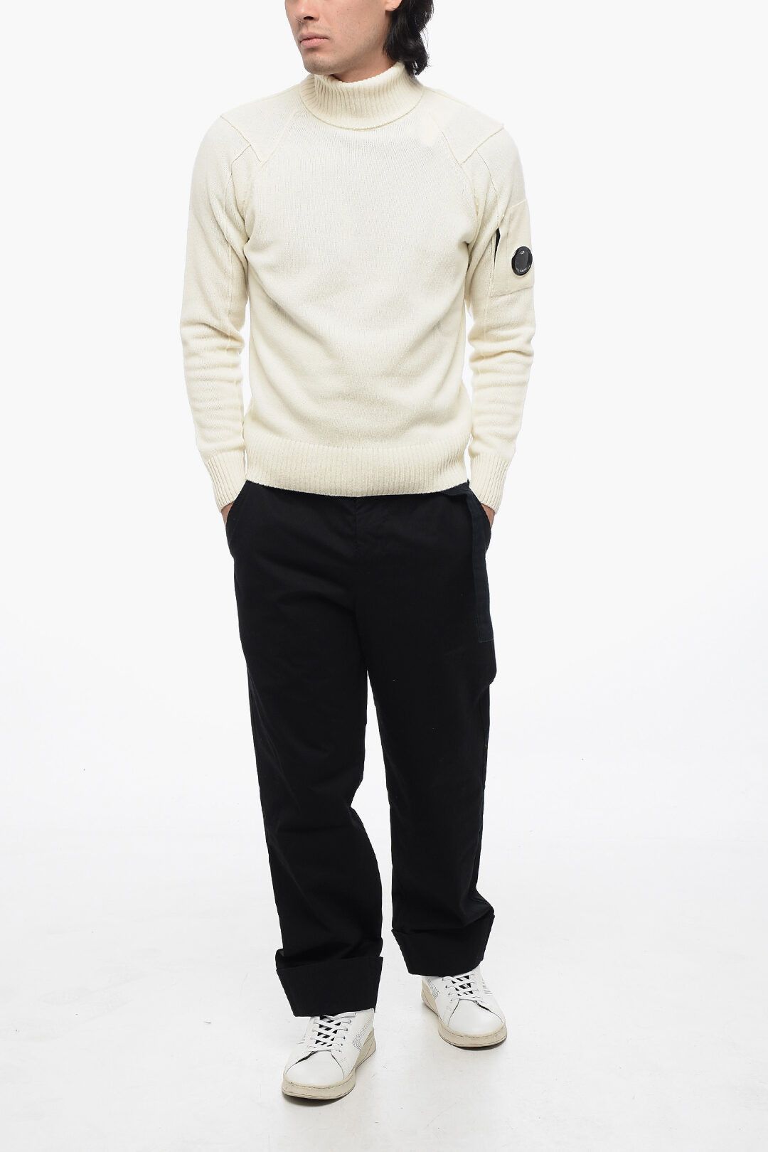 C.P. Company og1mm1024 Turtleneck Sweater in White Size US L / EU 52-54 / 3 - 4 Thumbnail