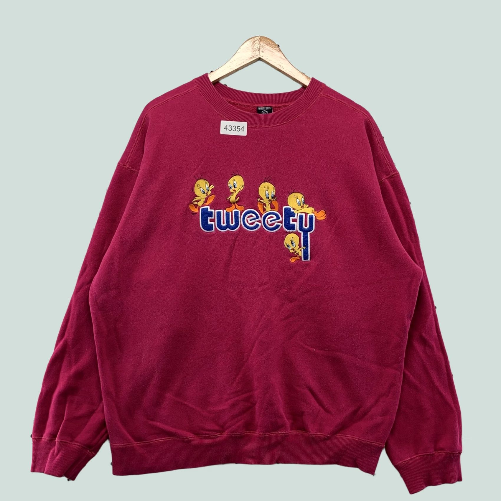 Vintage VINTAGE Warner Bros Tweety Crewneck Sweatshirt Mens XL Pink Fleece Embroidered Size US XL / EU 56 / 4 - 1 Thumbnail