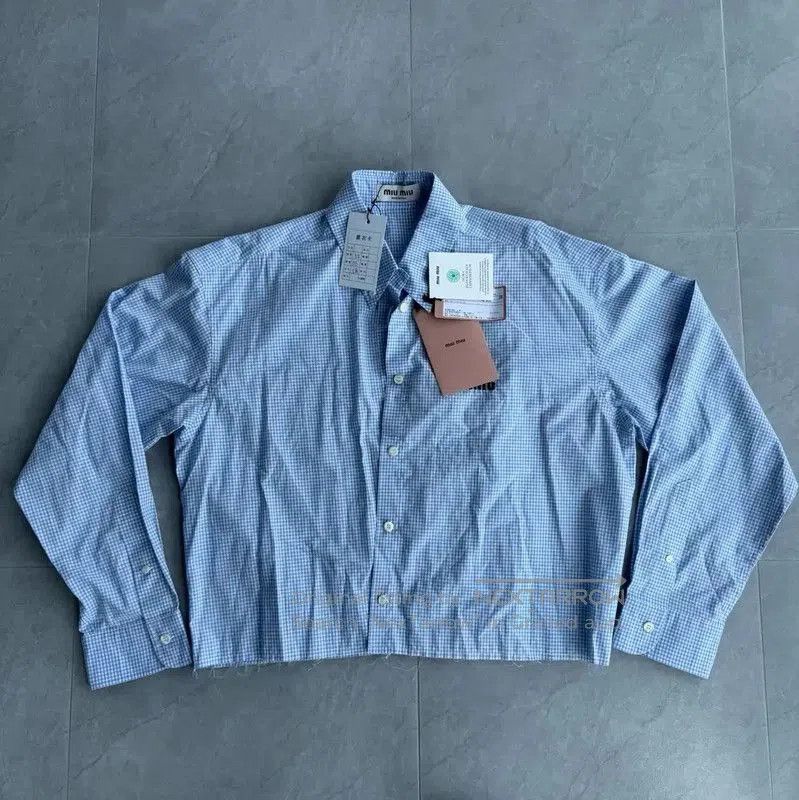 Miu Miu Miu Miu Light Blue Women's Cropped Shirt . Size M / US 6-8 / IT 42-44 - 1 Thumbnail