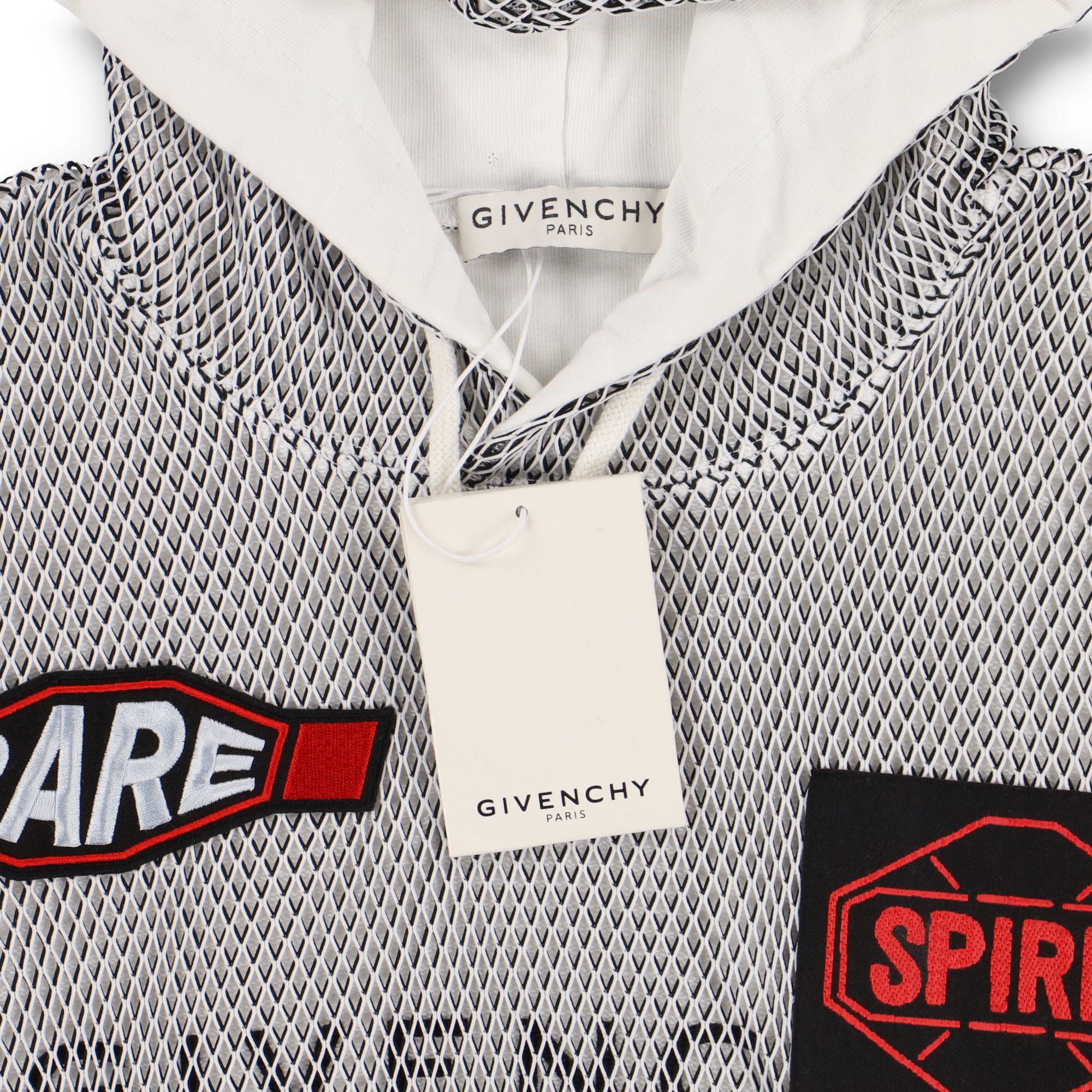 Givenchy White Rare Logo Patches Mesh Overlay Hoodie Size US M / EU 48-50 / 2 - 4 Thumbnail