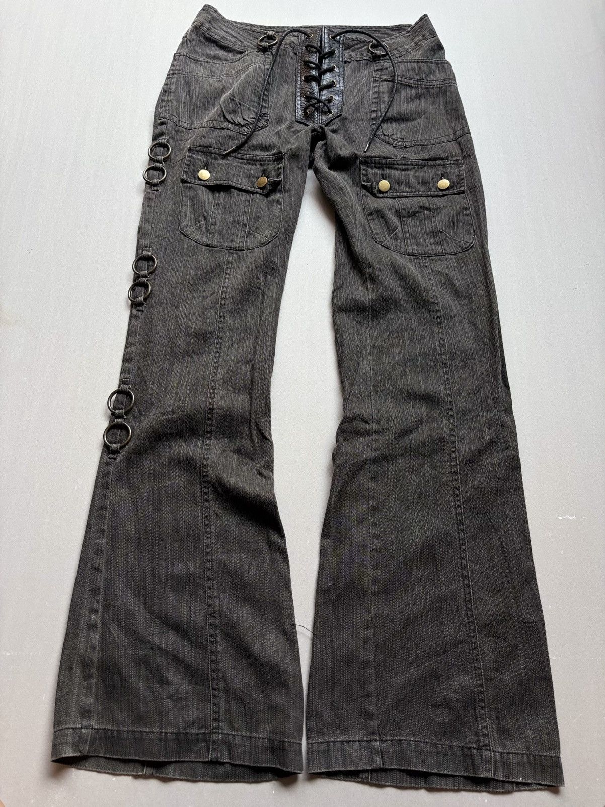 Japanese Brand DAILY NEWS lace up flare pants Size US 29 - 1 Thumbnail