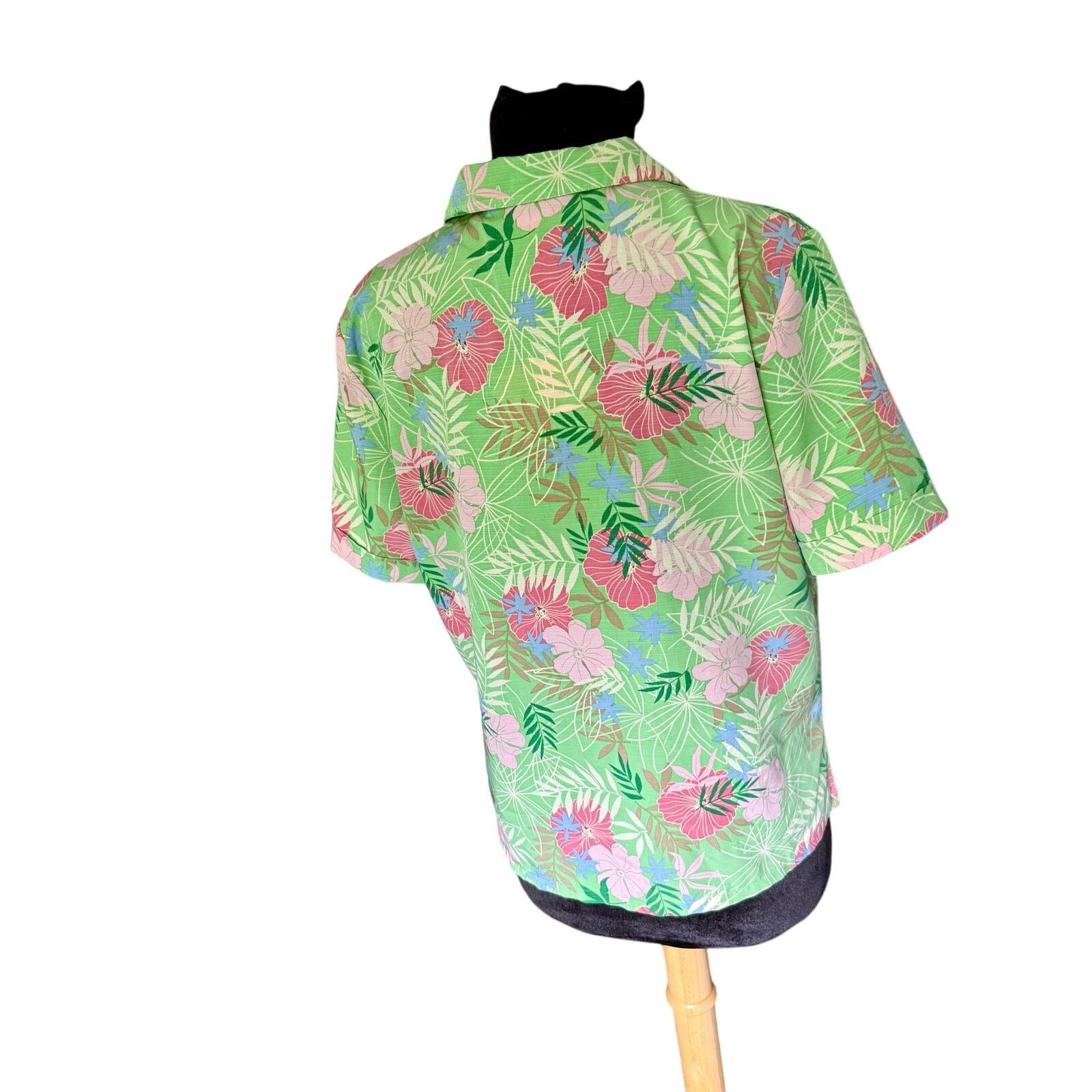 Vintage Vintage 90’s Sag Harbor Green Pink Hawaiian Blouse Medium Size M / US 6-8 / IT 42-44 - 5 Thumbnail