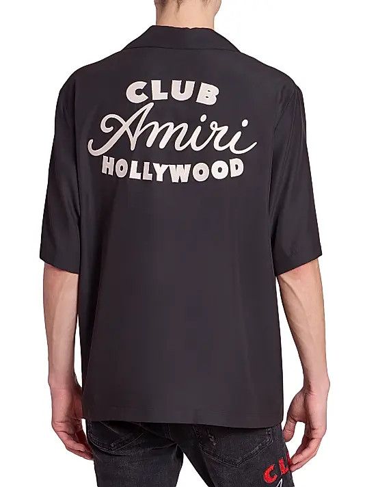 Amiri os11x1225 Club Cotton Camp Shirt in Black Size US S / EU 44-46 / 1 - 5 Thumbnail