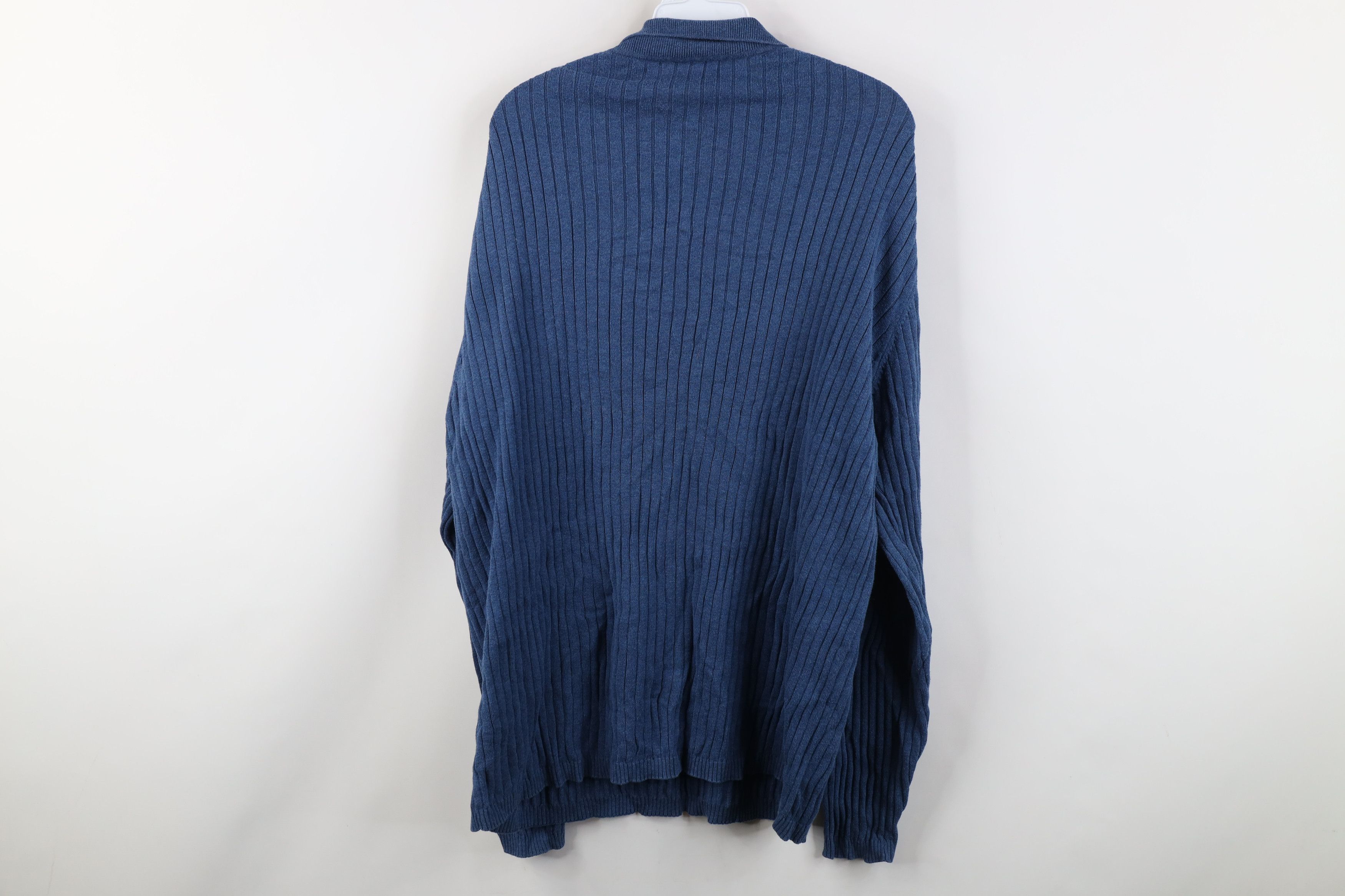 Vintage Vintage 90s Streetwear Ribbed Knit Collared Sweater Blue Size US XL / EU 56 / 4 - 8 Thumbnail