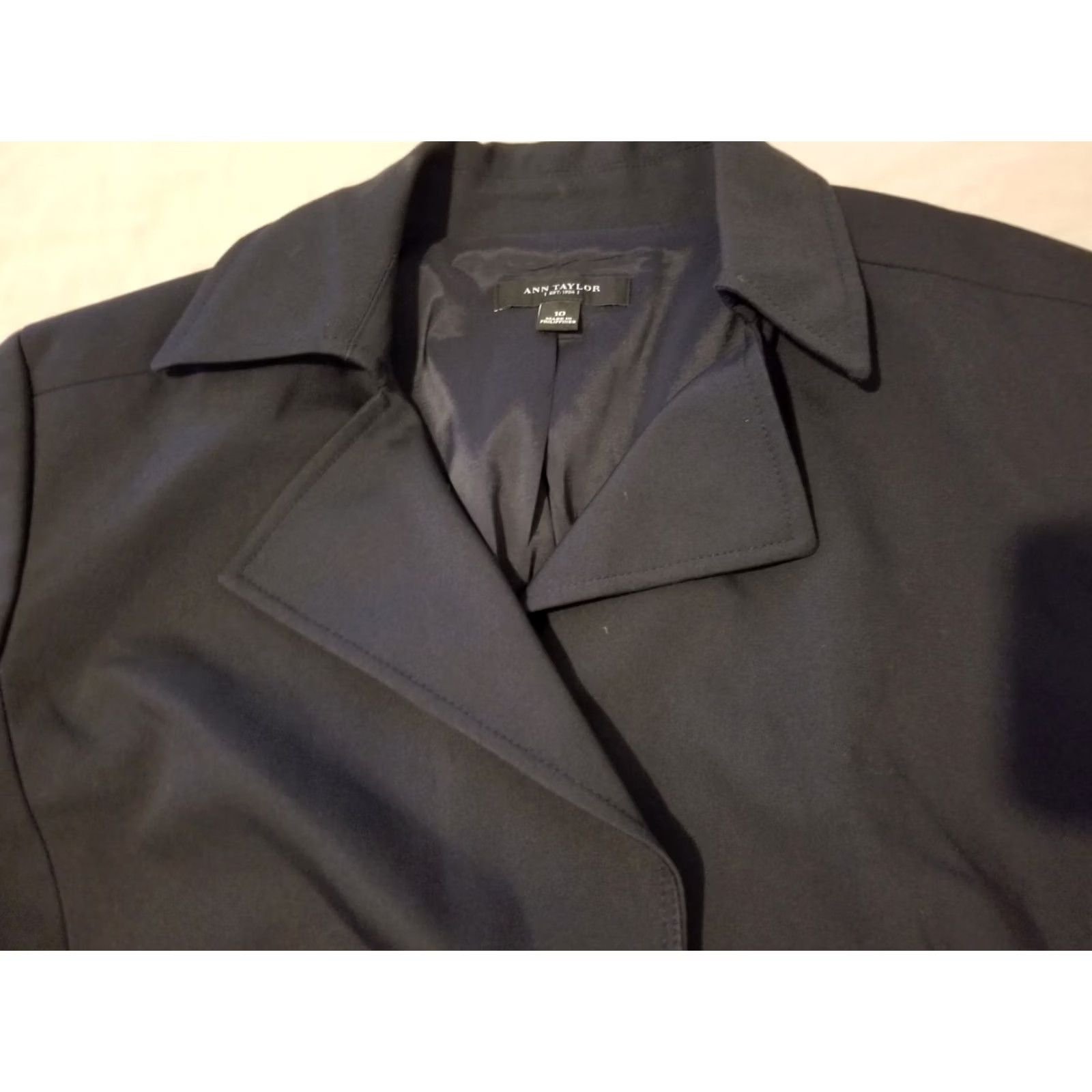 Ann Taylor Womens Ann Taylor Black Cotton Blazer 10 Regular Jacket Size L / US 10 / IT 46 - 2 Thumbnail