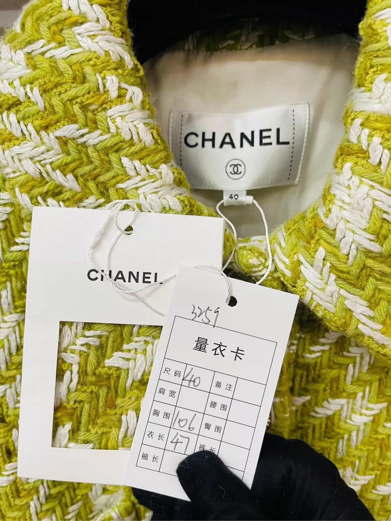 Chanel Chanel Yellow and green soft thousand-bird checkered jacke Size S / US 4 / IT 40 - 3 Thumbnail