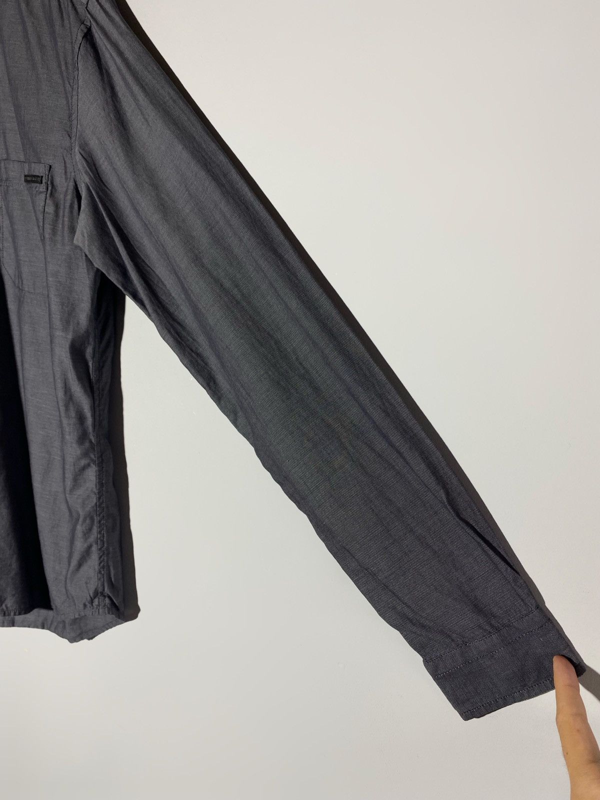 Prada Prada Dark Grey Black Tab Long Sleeve Button Up Shirt Size US M / EU 48-50 / 2 - 9 Thumbnail
