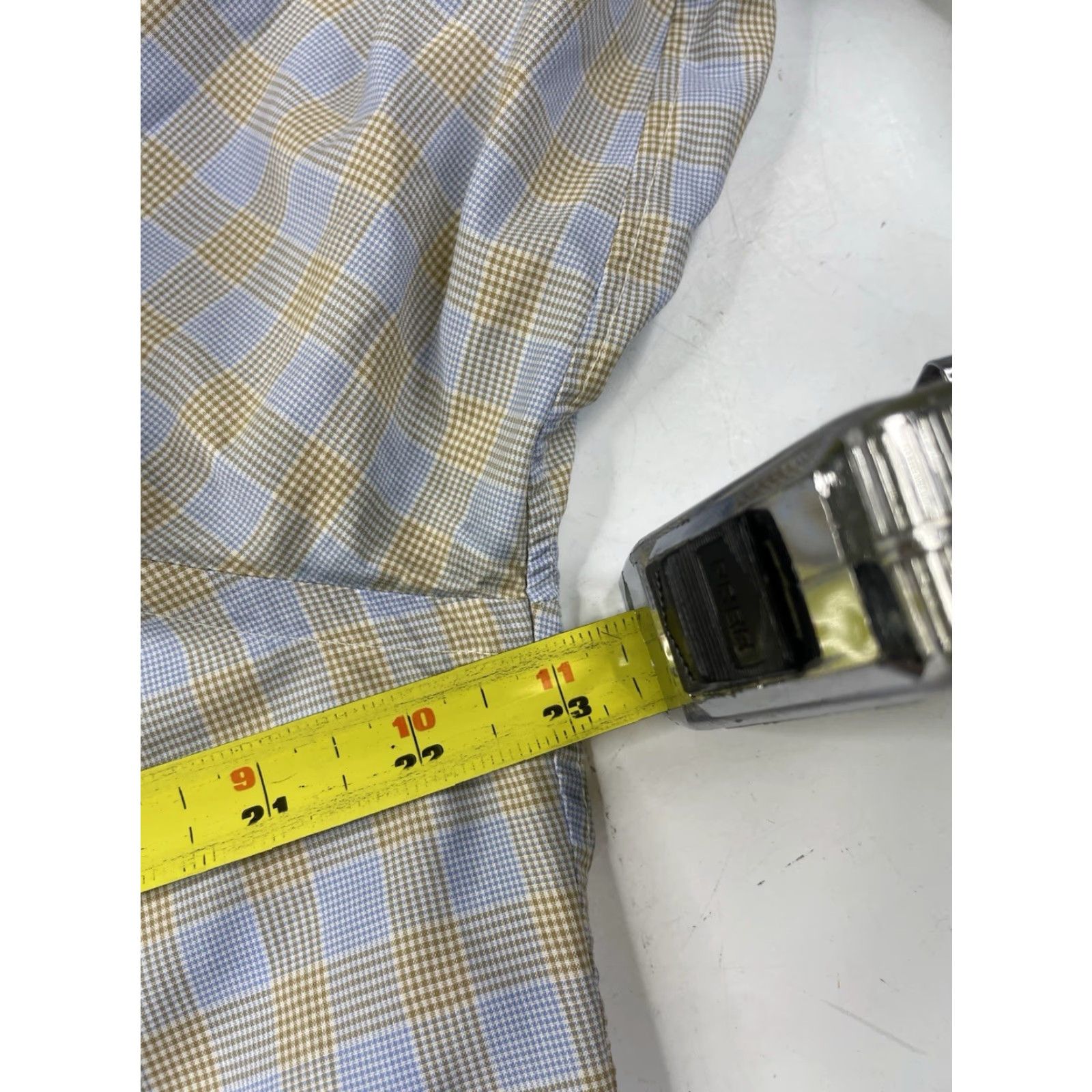Sid Mashburn Sid Mashburn Dress Shirt Mens 16 35 Blue Yellow Plaid Checks Long Sleeve Cotton Regular Spread Collar Mens Size 42R - 5 Thumbnail