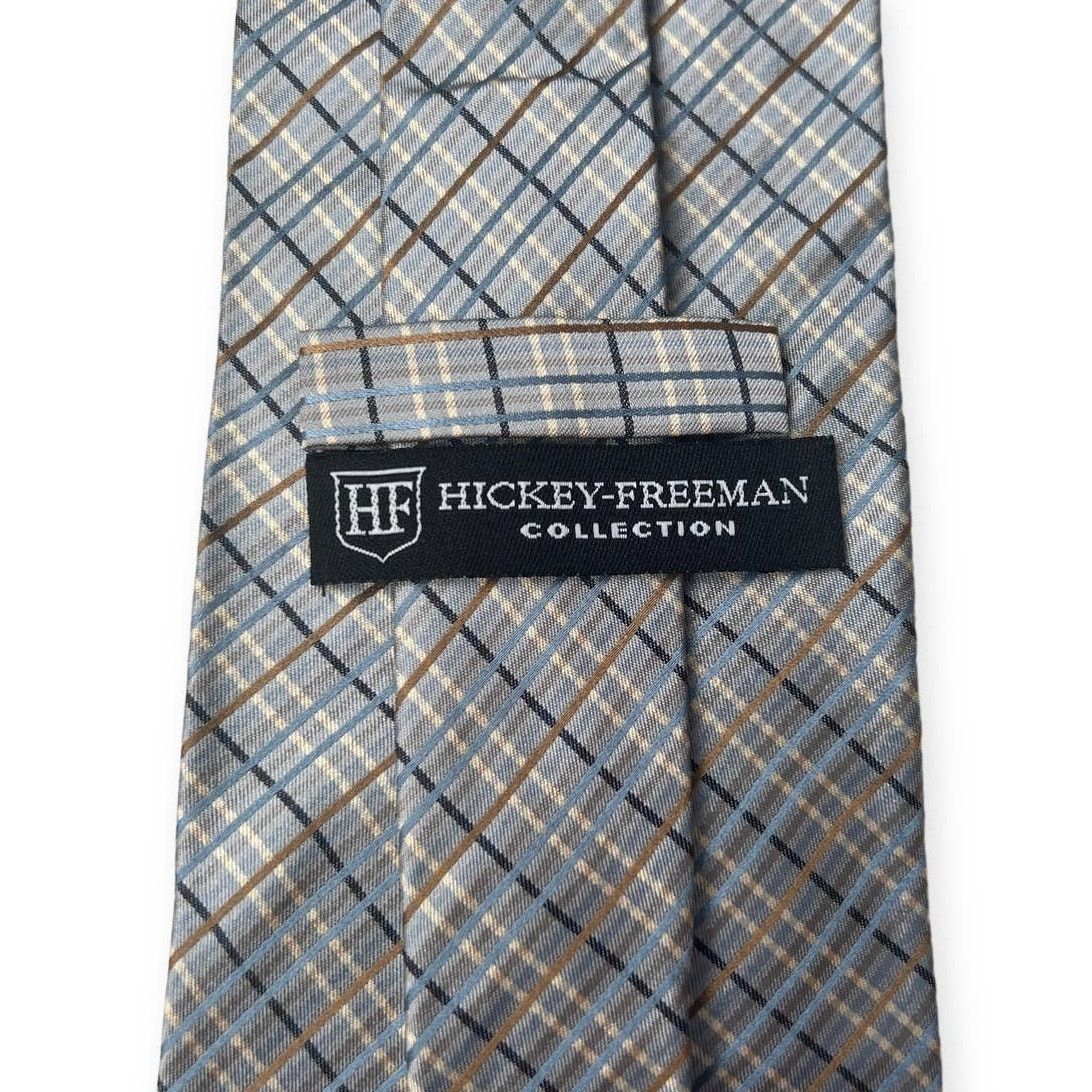 Hickey Freeman Hickey Freeman Collection Slate Blue Brown Plaid Silk Tie Size ONE SIZE - 3 Thumbnail