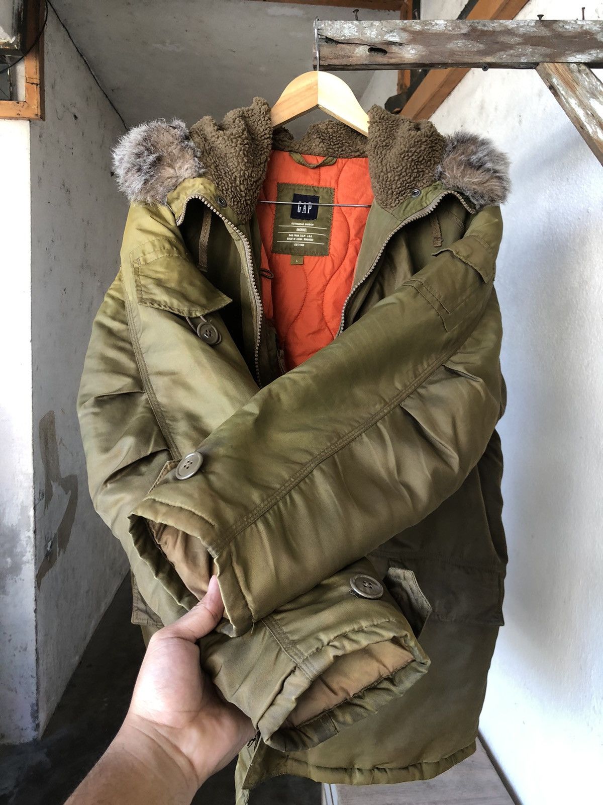 Gap Vintage Gap Snorkel Military Distressed Parka Jacket Size US L / EU 52-54 / 3 - 8 Thumbnail