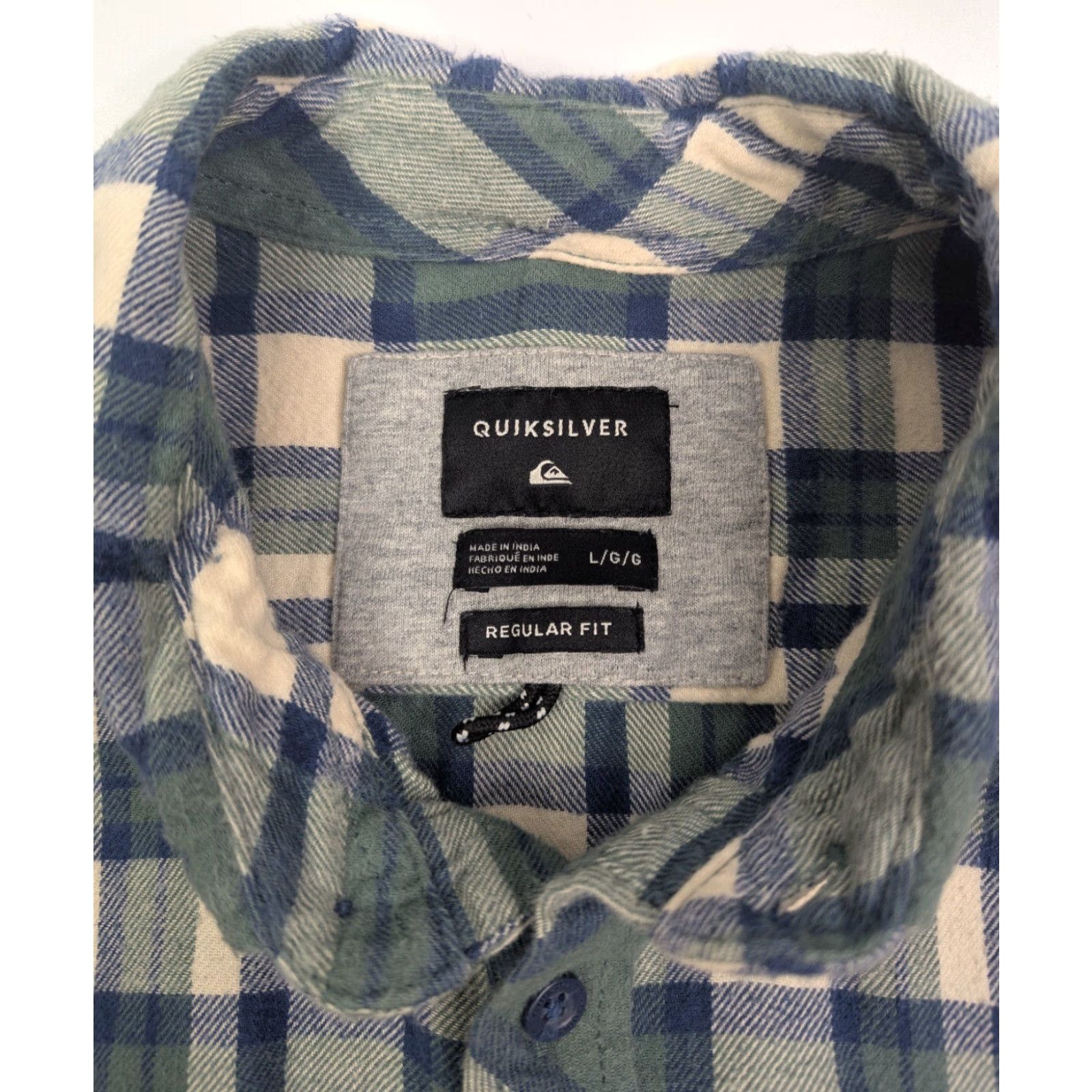 Quiksilver QuikSilver Shirt Men's Large Green Blue Plaid Flannel Regular Fit Skater Surf Size US L / EU 52-54 / 3 - 6 Thumbnail