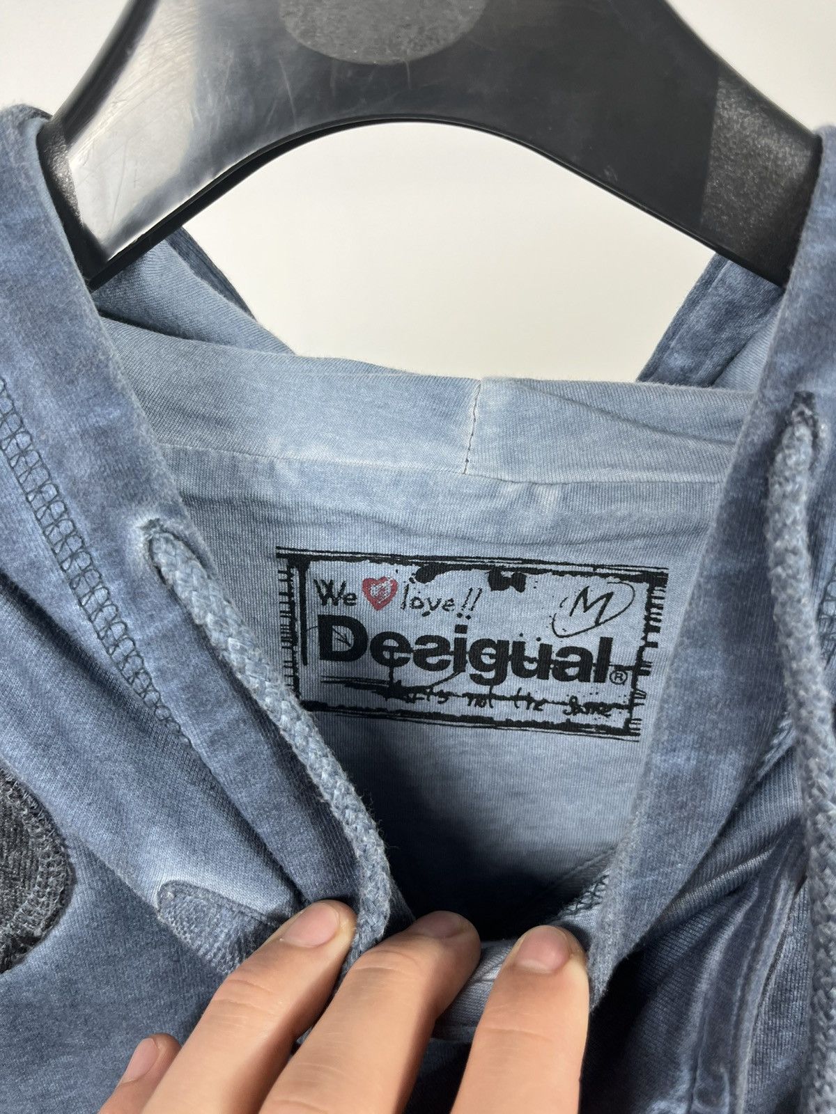 Desigual Desigual blue washed hoodie with metal buckles size M men Size US M / EU 48-50 / 2 - 7 Thumbnail