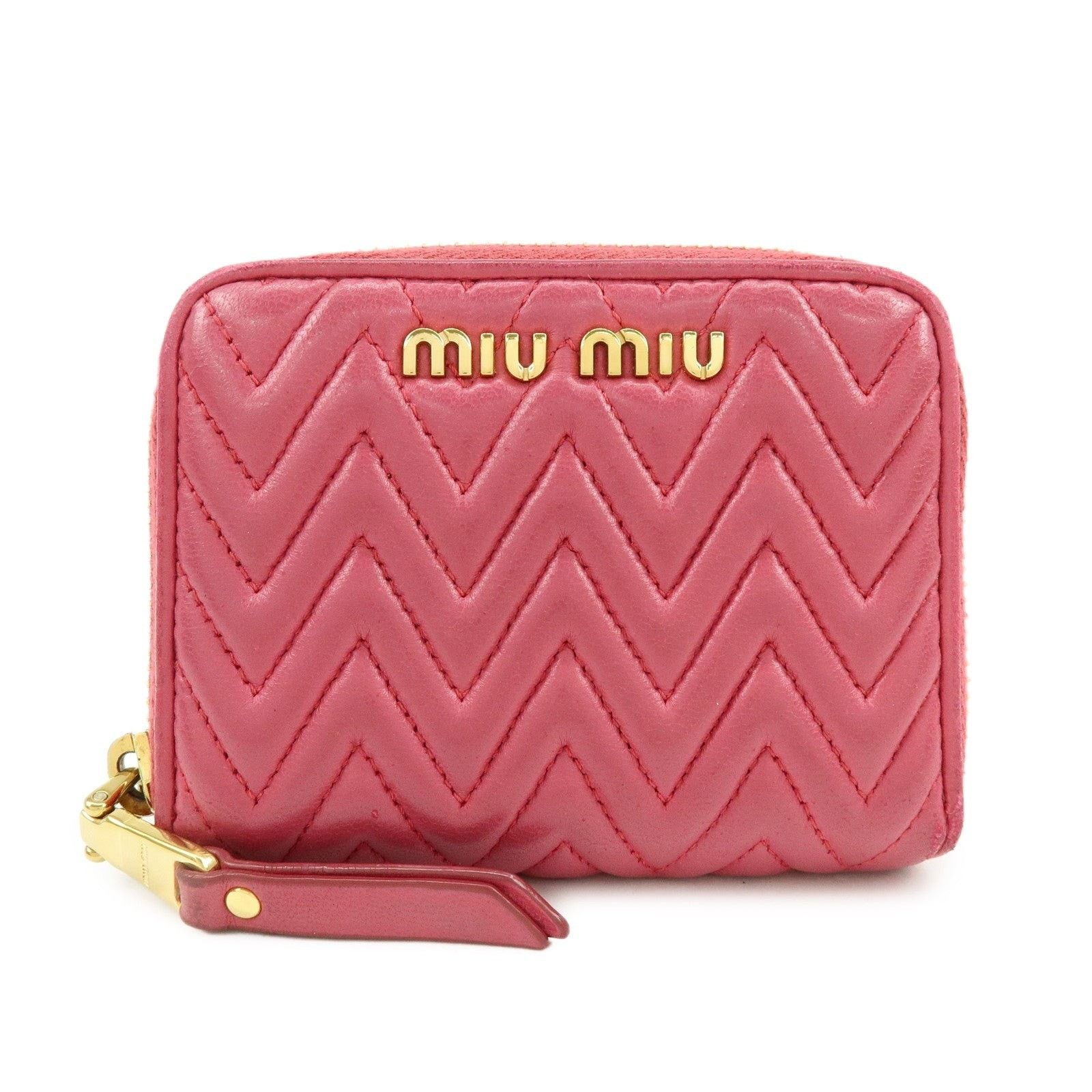 Miu Miu Miu Miu Logo Nappa Leather Coin Purse Pink Size ONE SIZE - 1 Thumbnail
