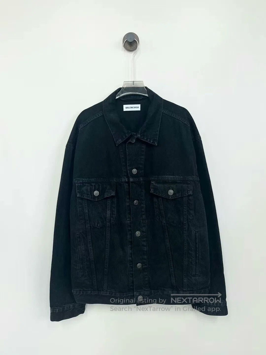 Balenciaga balenciaga black gray denim jacket with crystals. Size US XS / EU 42 / 0 - 1 Thumbnail