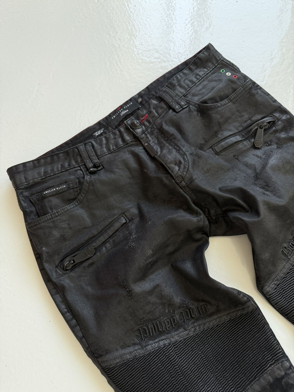 Philipp Plein Philipp Plein born&raised distressed waxed biker denim Size US 36 / EU 52 - 4 Thumbnail