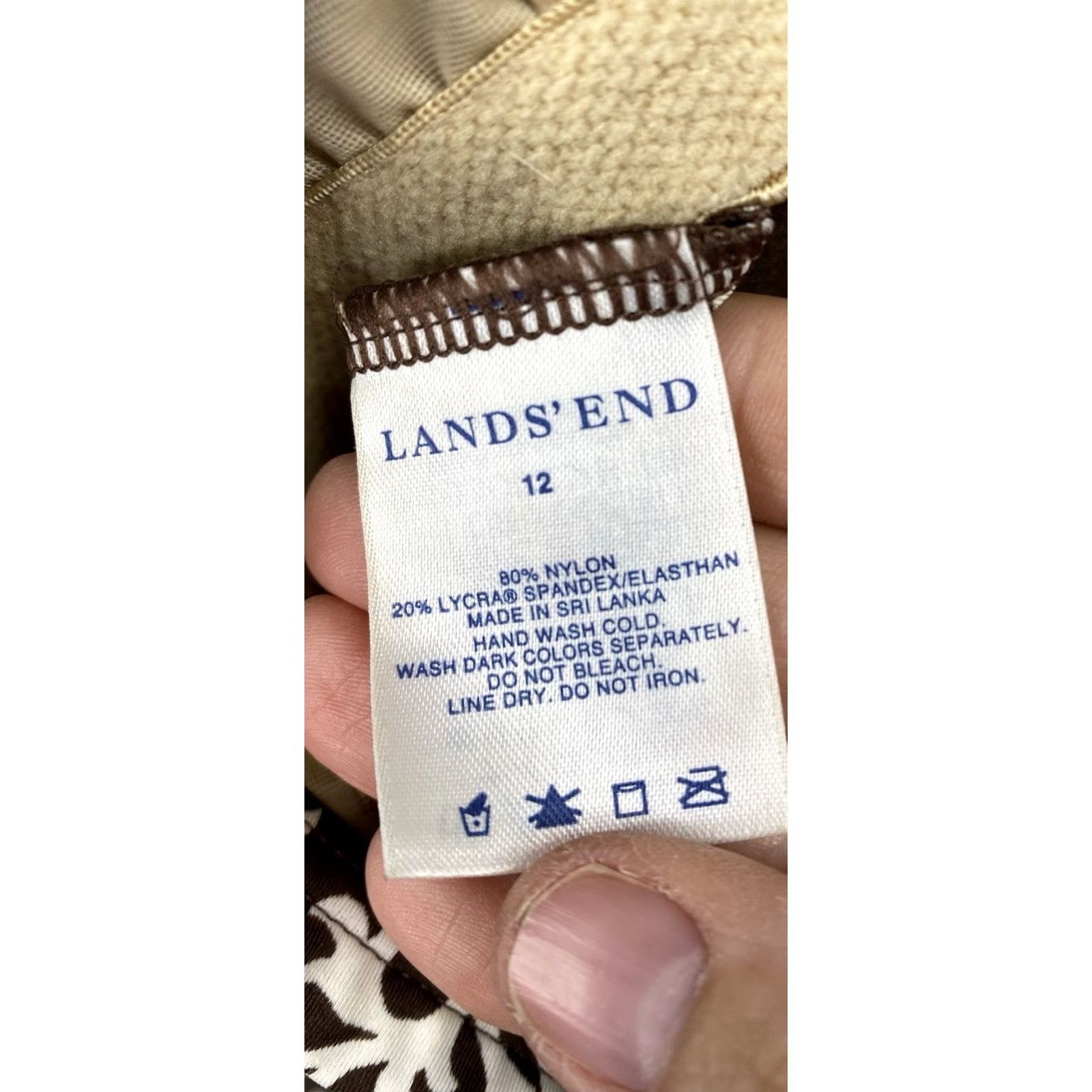 Lands' End Lands' End Womens 12 Brown Floral Leaf Halter Tankini Top Built-in Bra Underwire Tankini Top Size XL / US 12-14 / IT 48-50 - 5 Thumbnail
