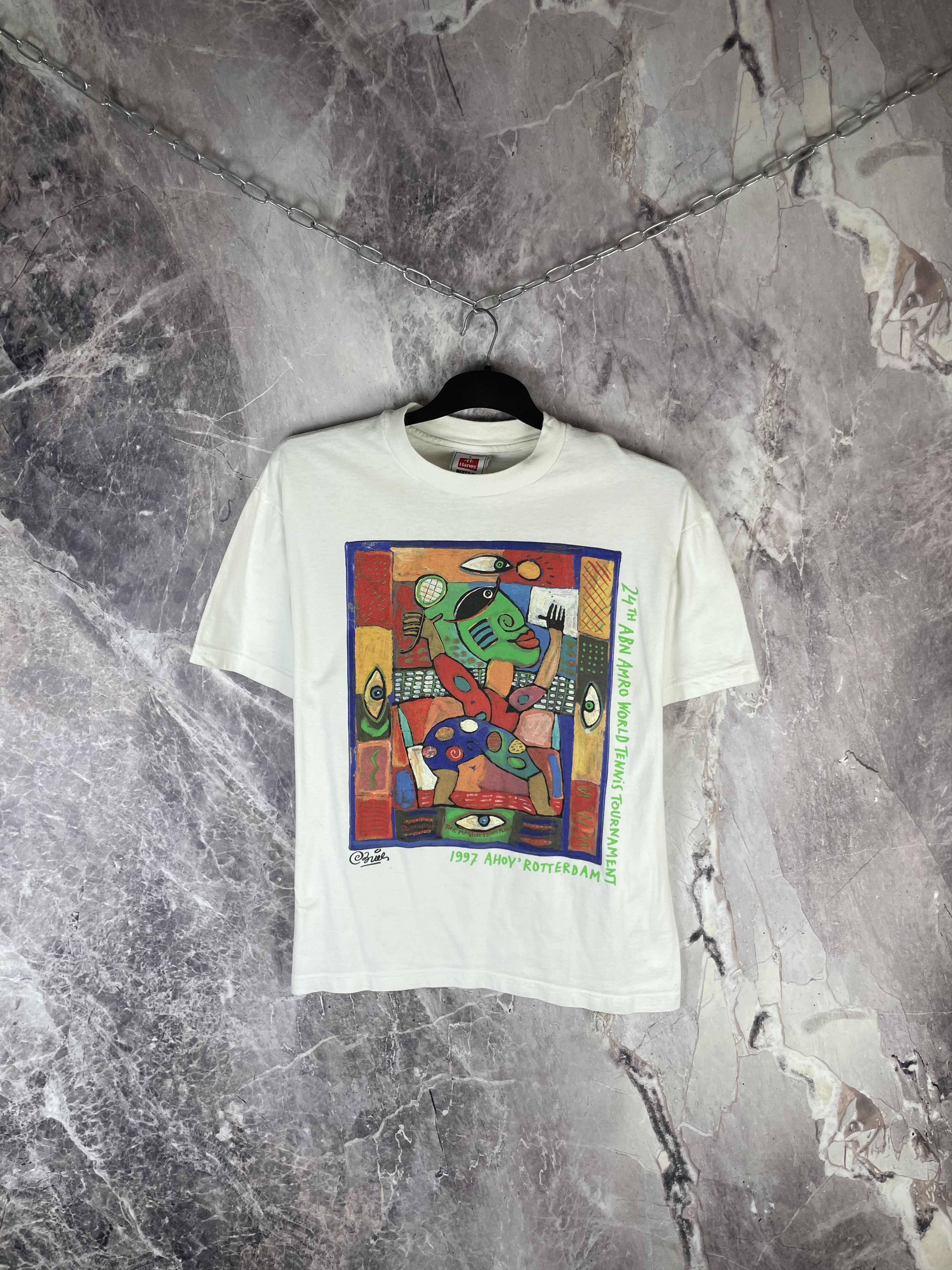 Vintage Vintage 1997 Abn Amro World Tennis Rotterdam Tee Size US L / EU 52-54 / 3 - 1 Thumbnail