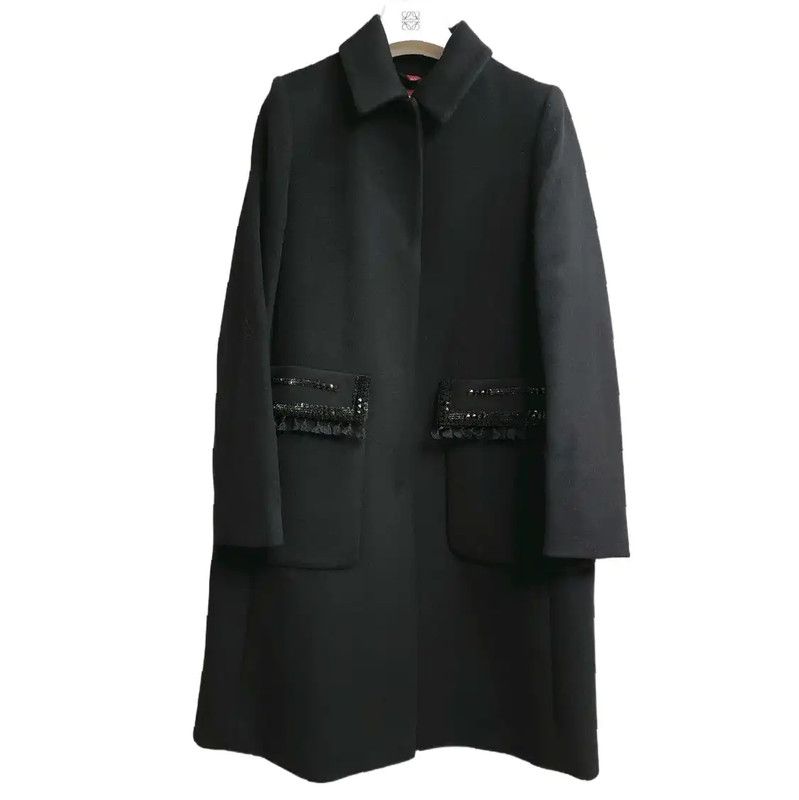 Max Mara MaxMara Black Wool Mid-Length Winter Coat 0089 Size S / US 4 / IT 40 - 1 Thumbnail