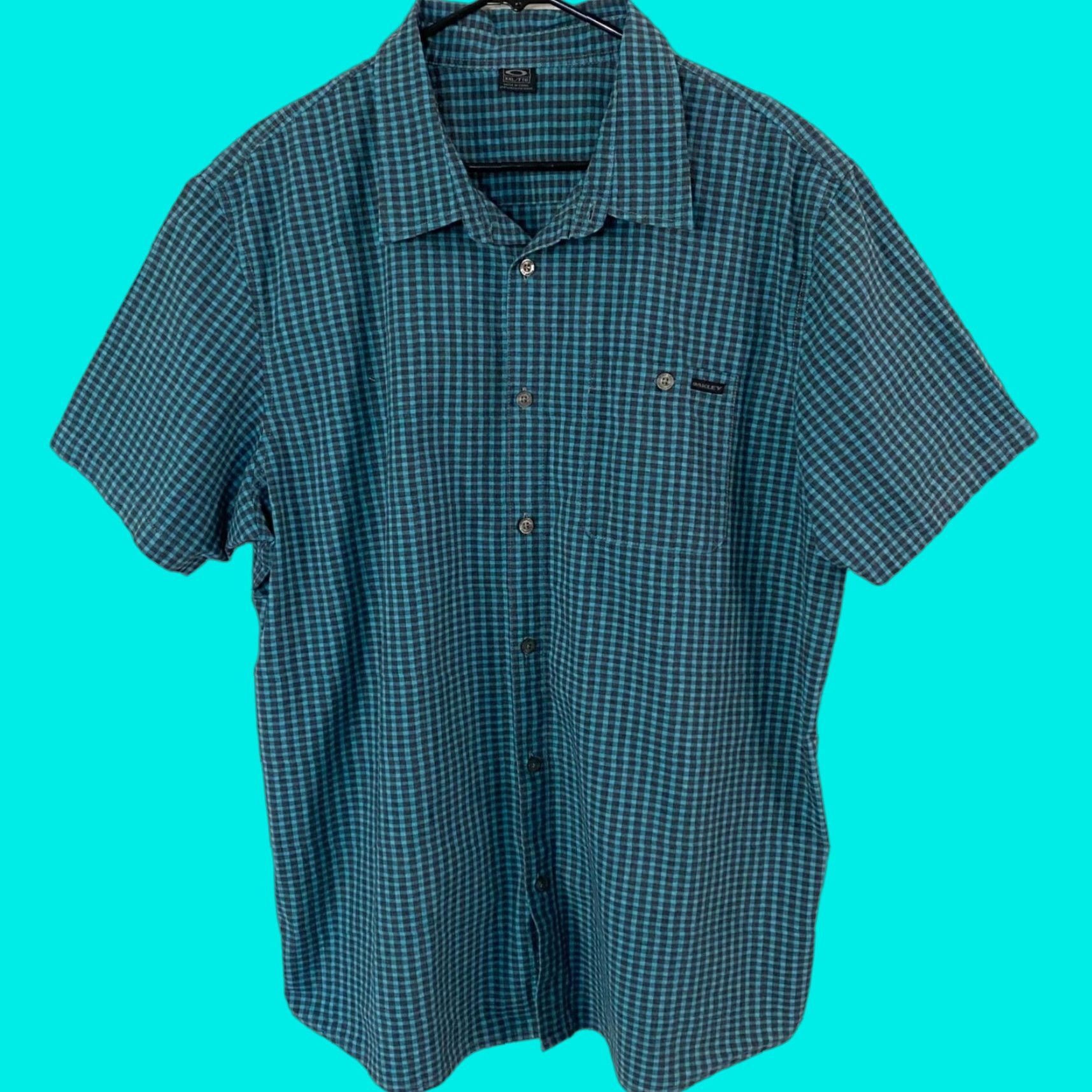 Oakley Oakley Button-Up Shirt Blue Teal Check Short-Sleeve Men's XXL Casual Button-Down Size US XXL / EU 58 / 5 - 1 Thumbnail