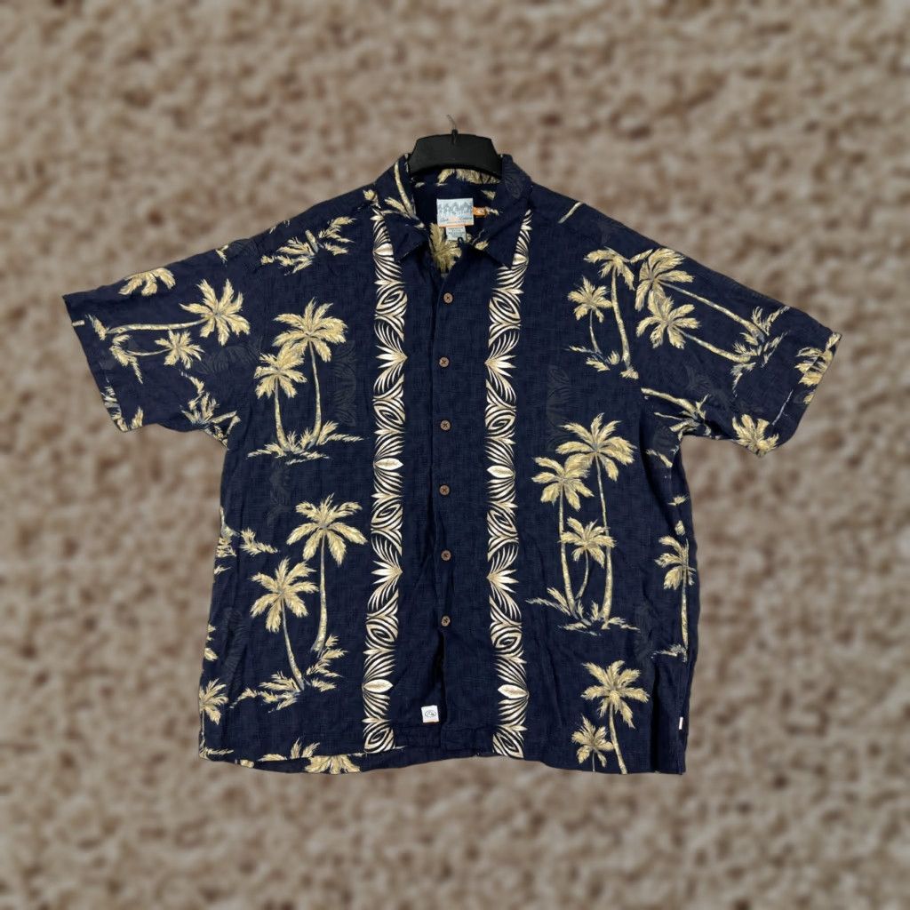 Quiksilver Quiksilver Shirt Mens XL Blue Palm Print Floral Hawaiian Button-Up Size US XL / EU 56 / 4 - 1 Thumbnail