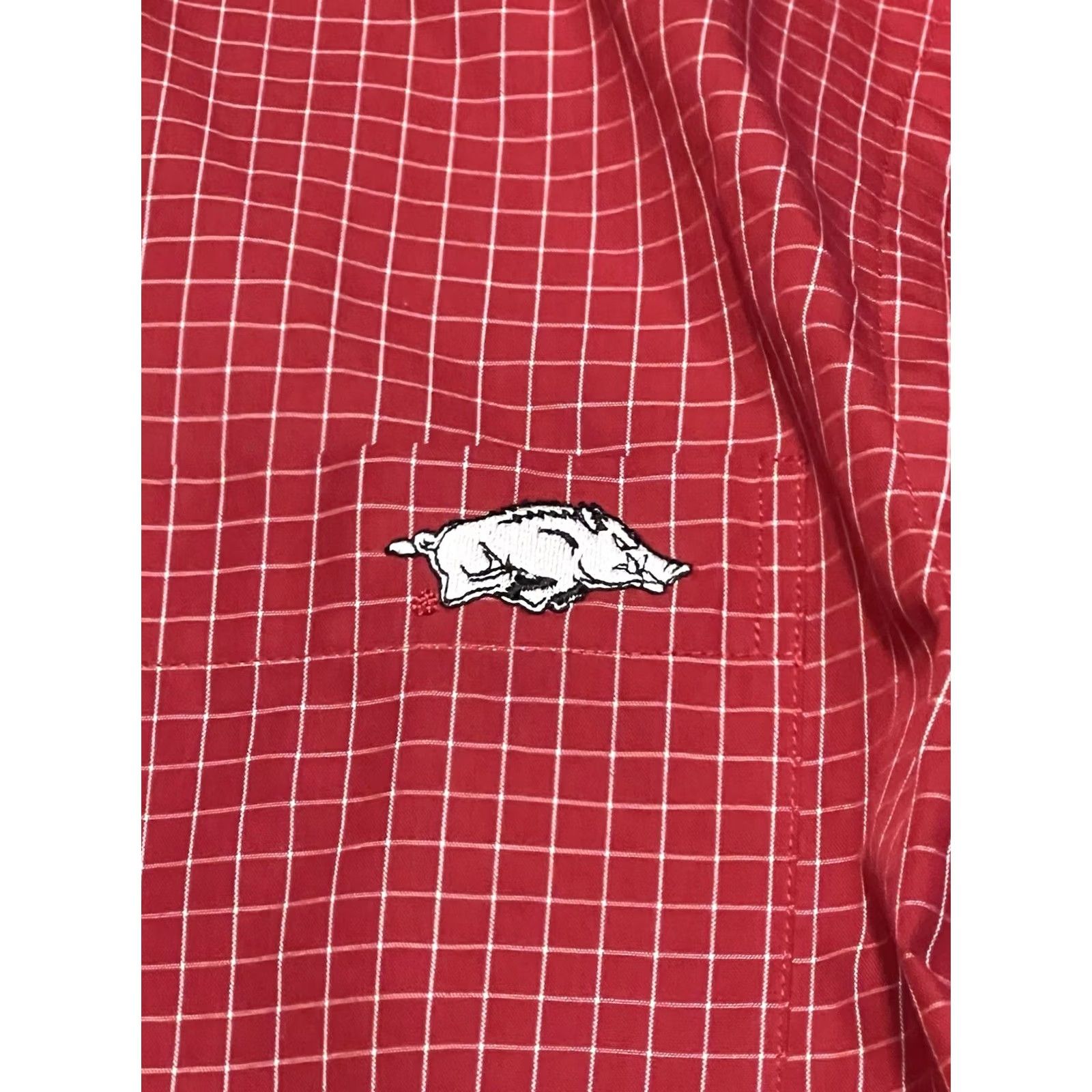 Vintage Razorback Collection Dress Shirt Men XL Red 100% Cotton Non-Iron Pinpoint Long Sleeve Mens Size 46R - 4 Thumbnail