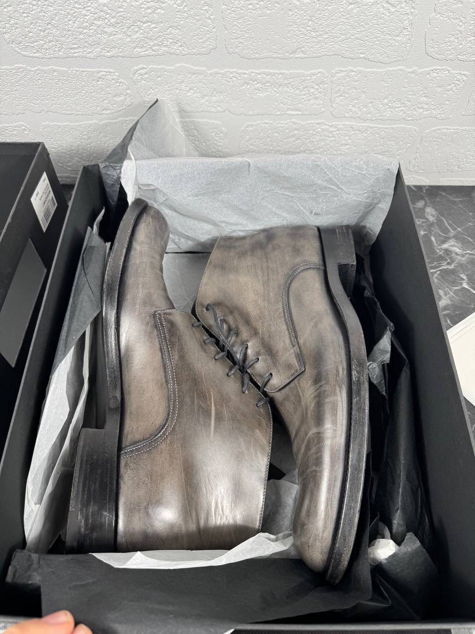 Dior Dior Calfskin Lace-Up Boots – Grey (EU 44 Size US 12 / EU 45 - 12 Thumbnail