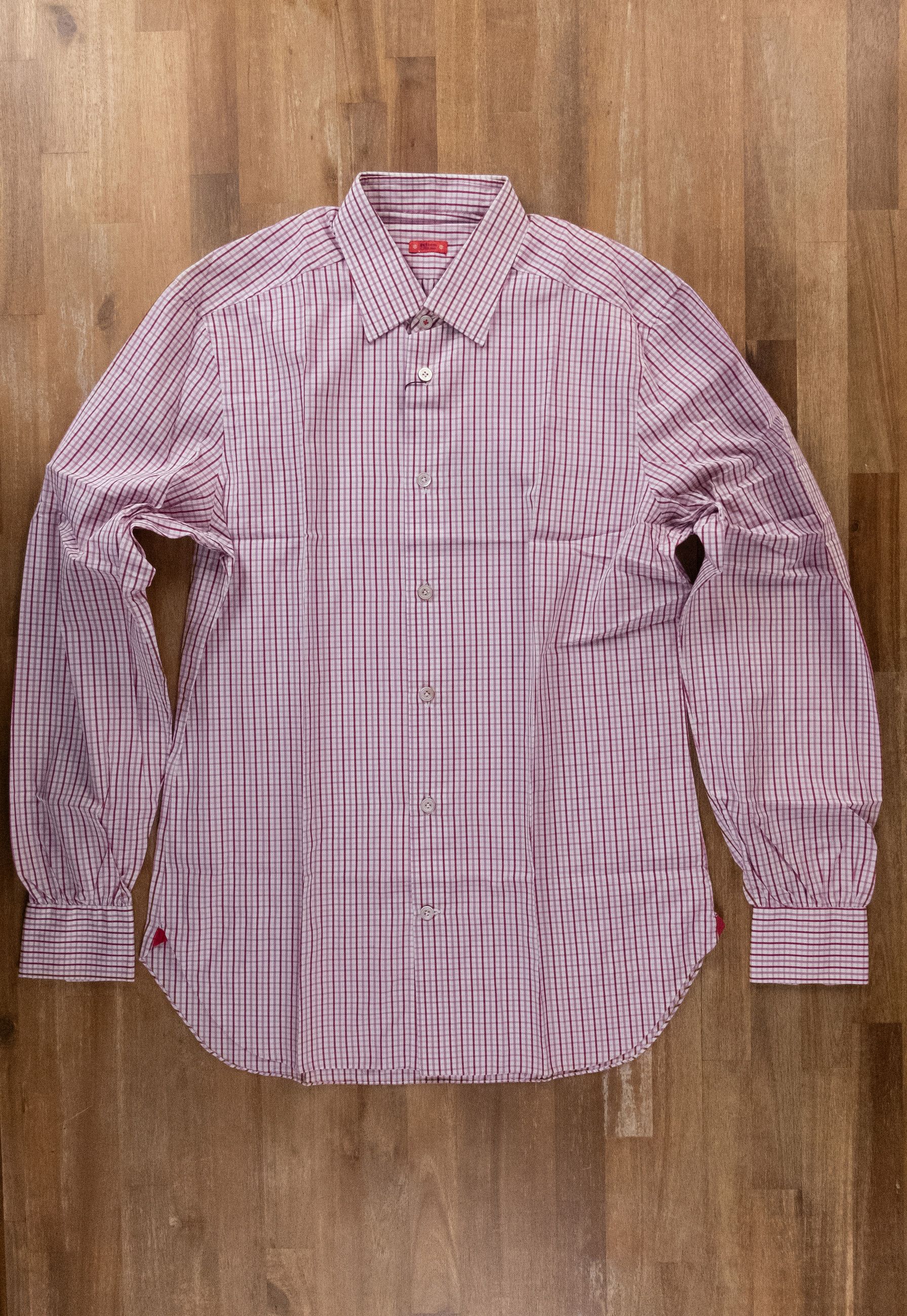 Kiton KITON Cipa Napoli pink plaid cotton dress shirt 40 / 15.75 Size US M / EU 48-50 / 2 - 1 Thumbnail