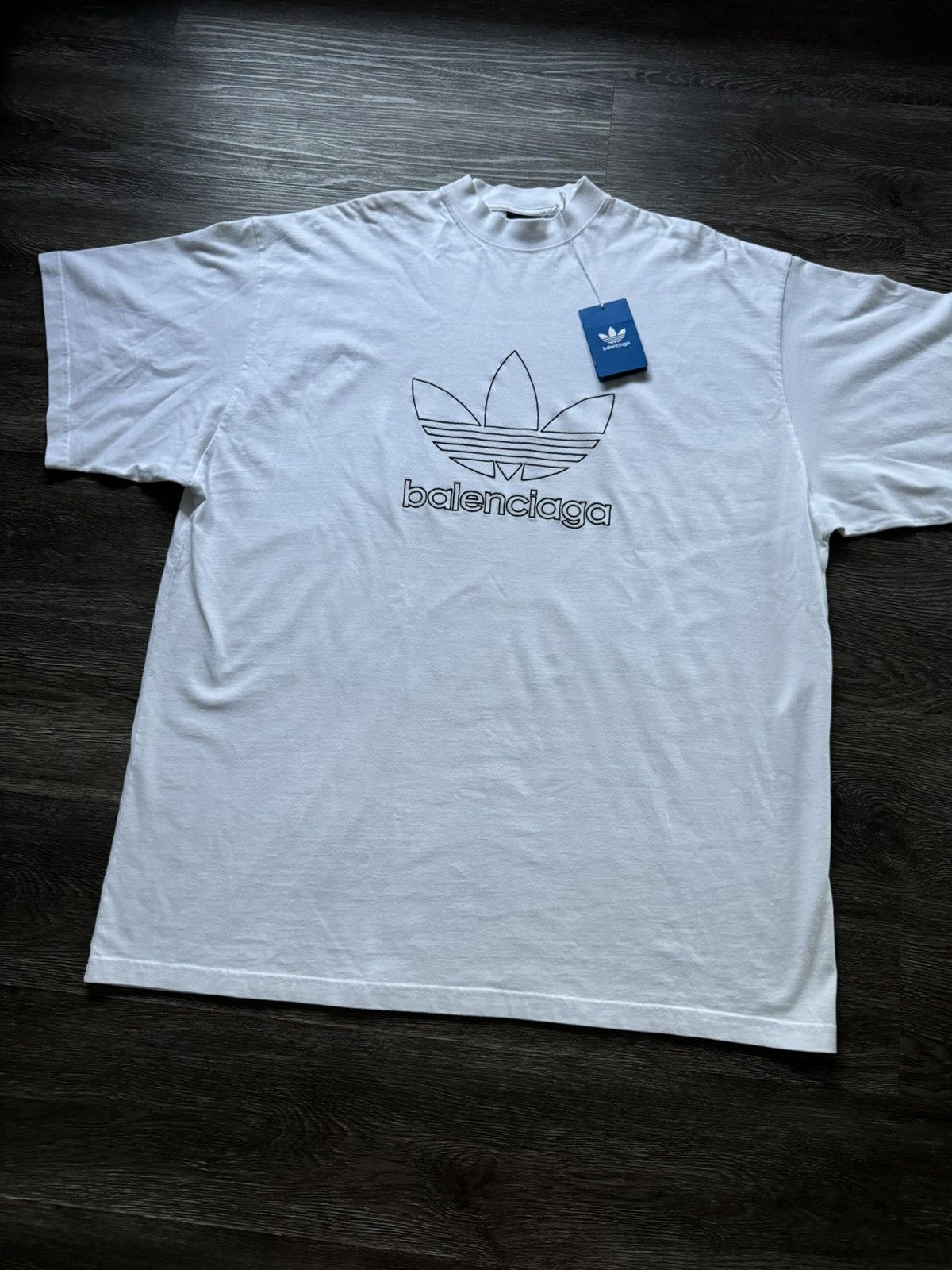Adidas × Balenciaga Balenciaga Adidas White Big Logo T shirt Oversized Size US XL / EU 56 / 4 - 2 Thumbnail