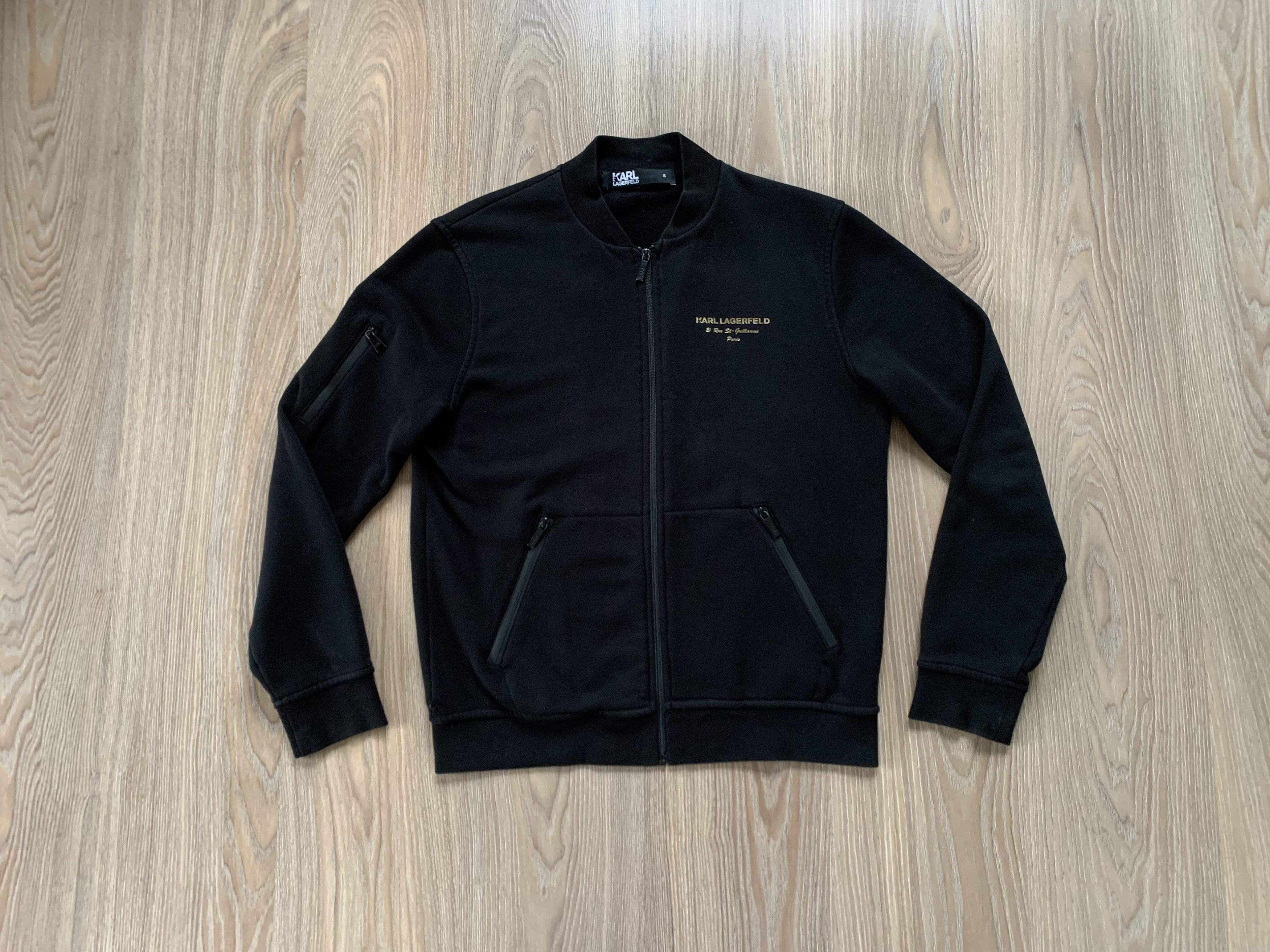 Karl Lagerfeld × Vintage Karl Lagerfeld Black Zip Jacket Cotton Olympic Size US L / EU 52-54 / 3 - 1 Thumbnail