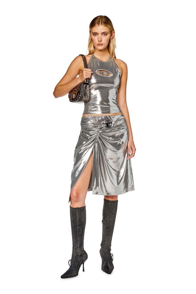 Diesel Diesel Draped Midi Skirt With Foil Coating Size 30" / US 8 / IT 44 - 1 Thumbnail