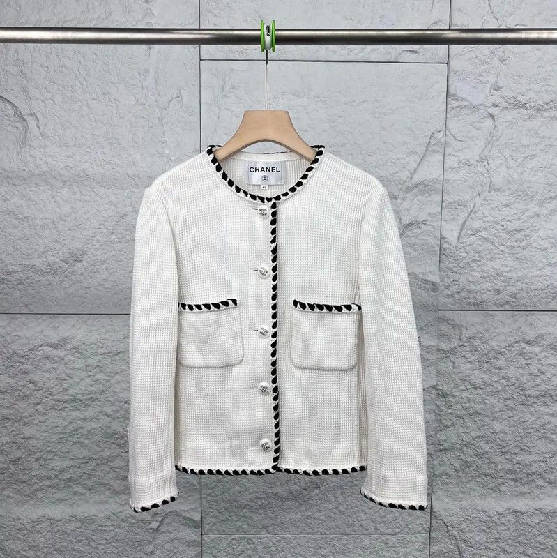 Chanel Chanel White Cotton Jacket for Women 0089 Size L / US 10 / IT 46 - 1 Thumbnail