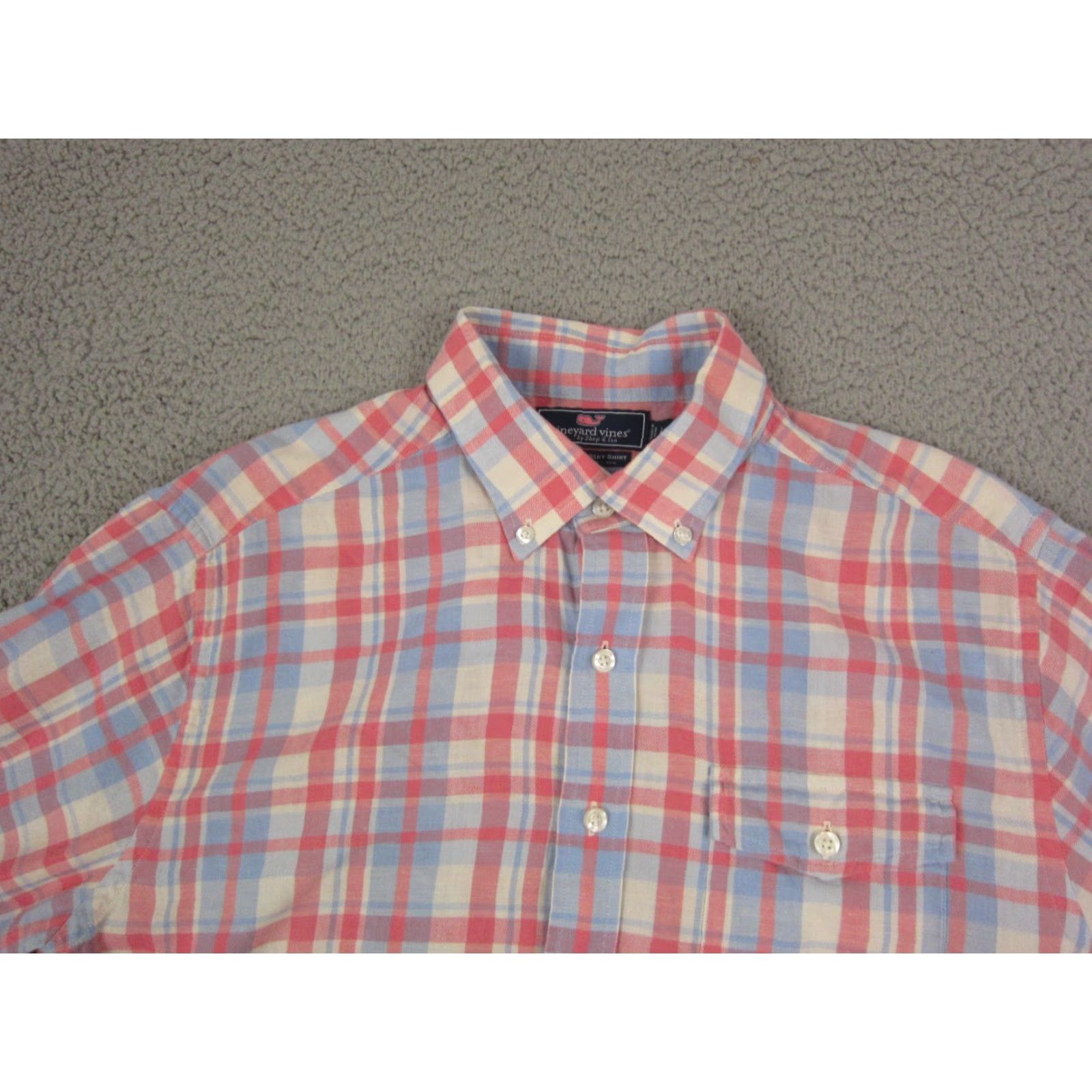 Vineyard Vines Vineyard Vines Shirt Mens Large Blue Pink Slim Fit Crosby Linen Flannel Shirt Mens Size US L / EU 52-54 / 3 - 2 Thumbnail