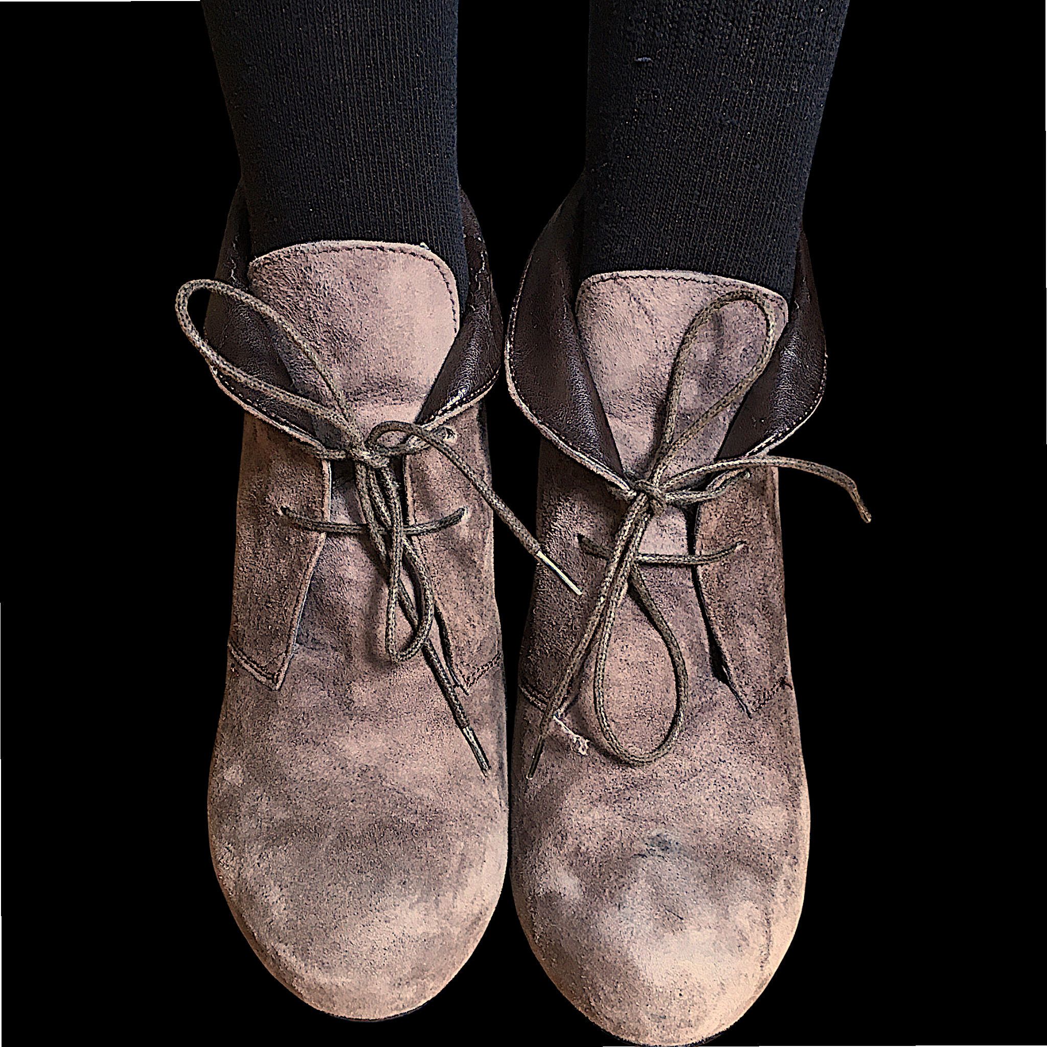 Vintage Tasca Suede Ankle Boots - Beige & Brown Leather Size US 10 / IT 40 - 6 Thumbnail