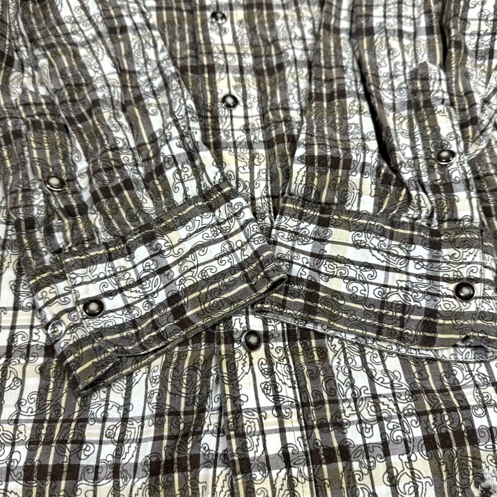Walls Walls Mens Pearl Snap Western Shirt 2XL Brown Beige Plaid Cotton Shirt Mens Western 2XL Brown Size US XXL / EU 58 / 5 - 5 Thumbnail